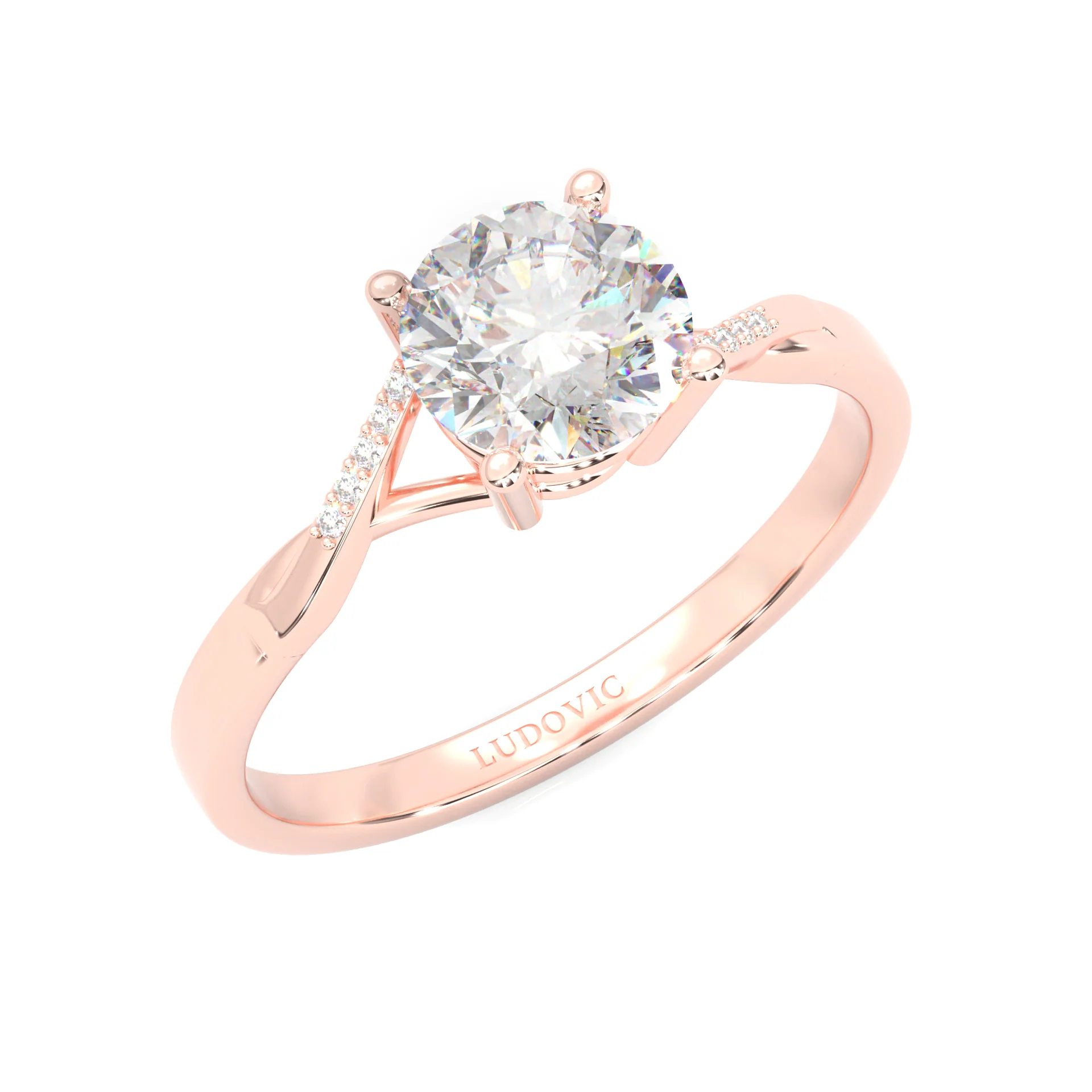 Mountain Style Wedding Set (14k Solid Rose Gold) - Image 8