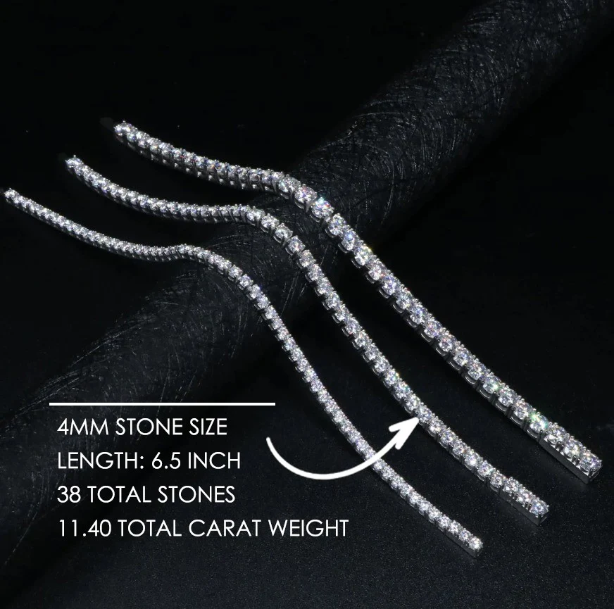 Ludovic Moissanite Tennis Bracelet (Platinum-Plated Silver) - Image 13
