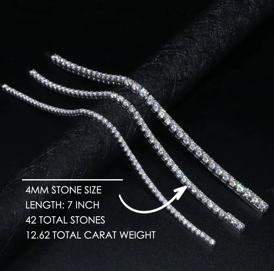 Ludovic Moissanite Tennis Bracelet (Platinum-Plated Silver) - Image 14