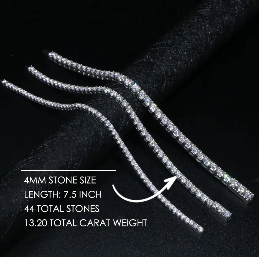Ludovic Moissanite Tennis Bracelet (Platinum-Plated Silver) - Image 15