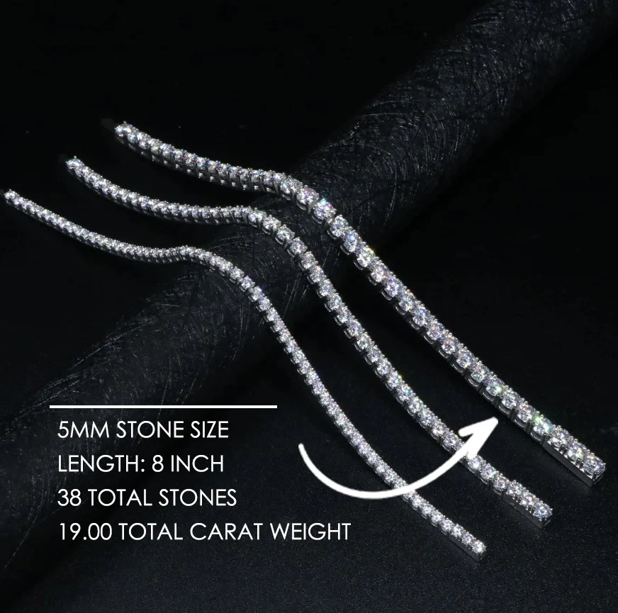 Ludovic Moissanite Tennis Bracelet (Platinum-Plated Silver) - Image 21