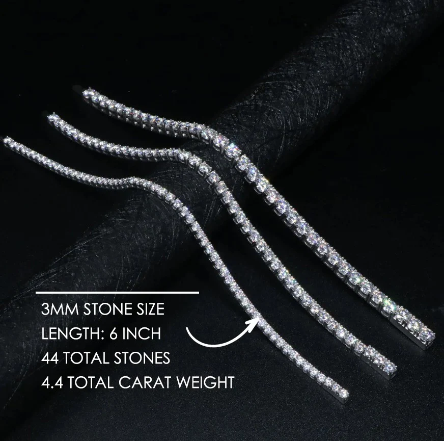 Ludovic Moissanite Tennis Bracelet (Platinum-Plated Silver) - Image 22