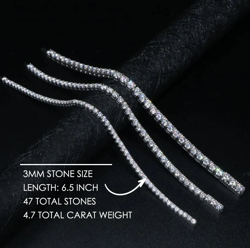 Ludovic Moissanite Tennis Bracelet (Platinum-Plated Silver) - Image 9