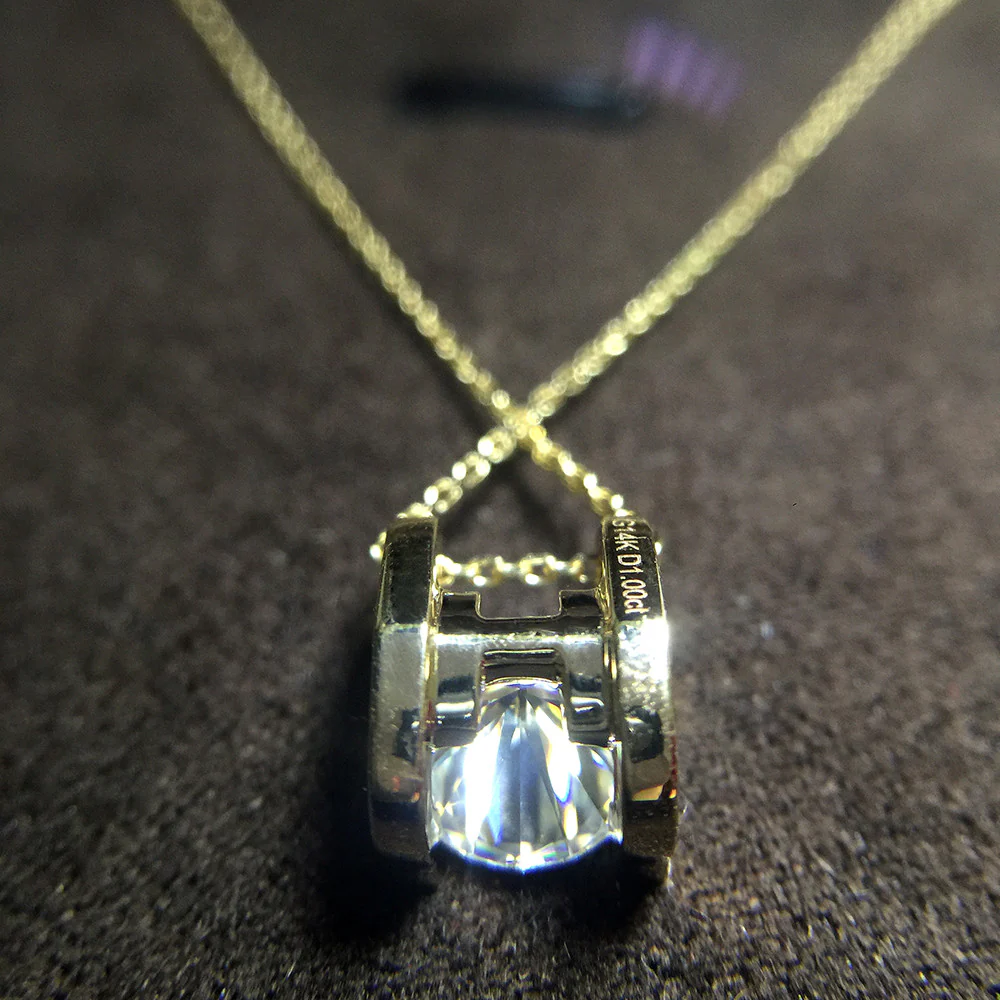 l'Amulette Parfaite Moissanite pendant (Yellow 14k Solid Gold) - Image 3
