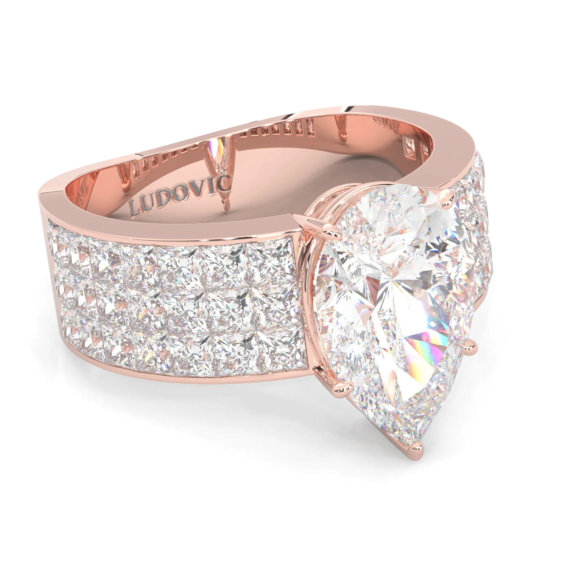 Pear Cut Moissanite Engagement Ring ( 14k Rose Gold ) - Image 2