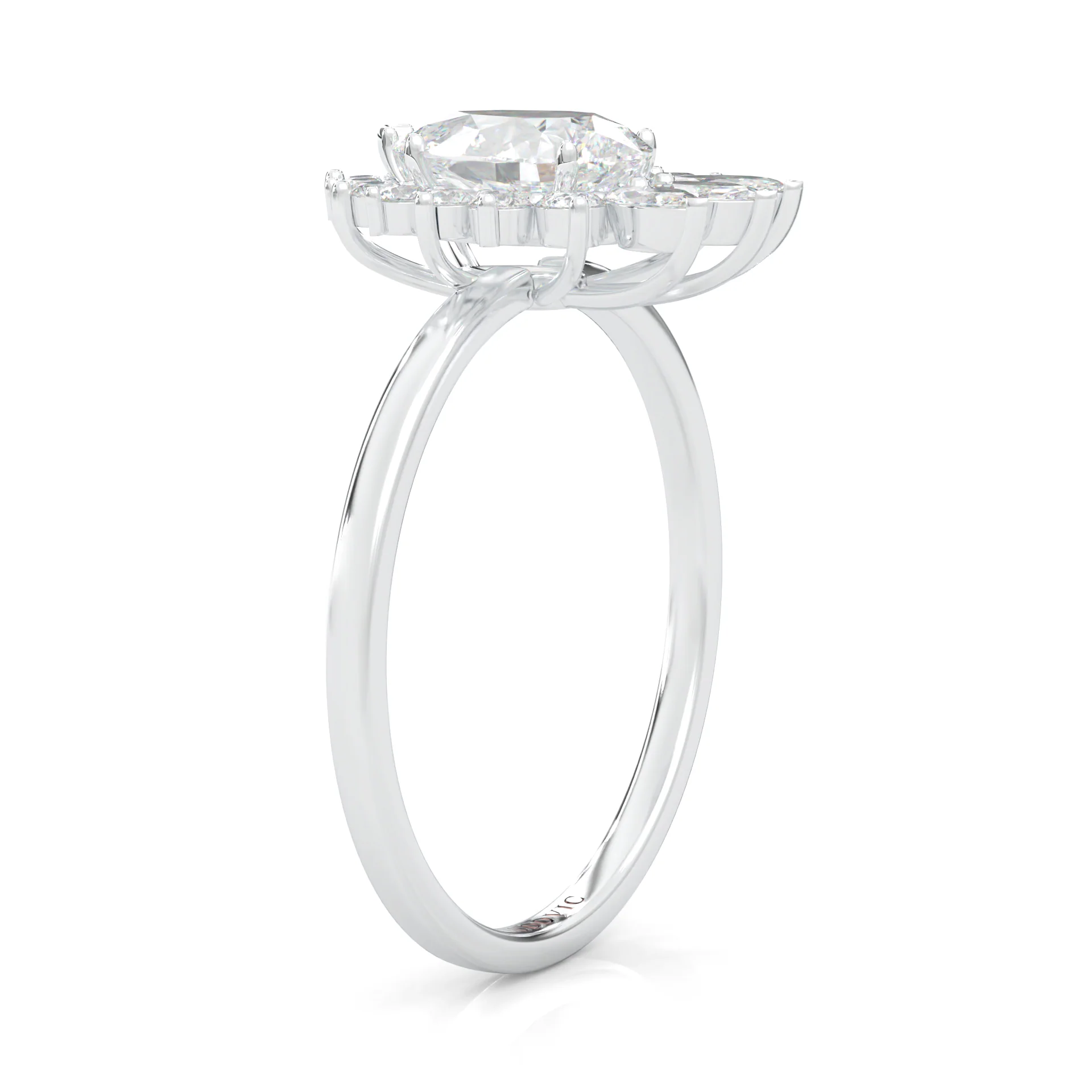 Pear Marquise And Round Ballerina  Engagement Ring (14k Solid Gold) - Image 3