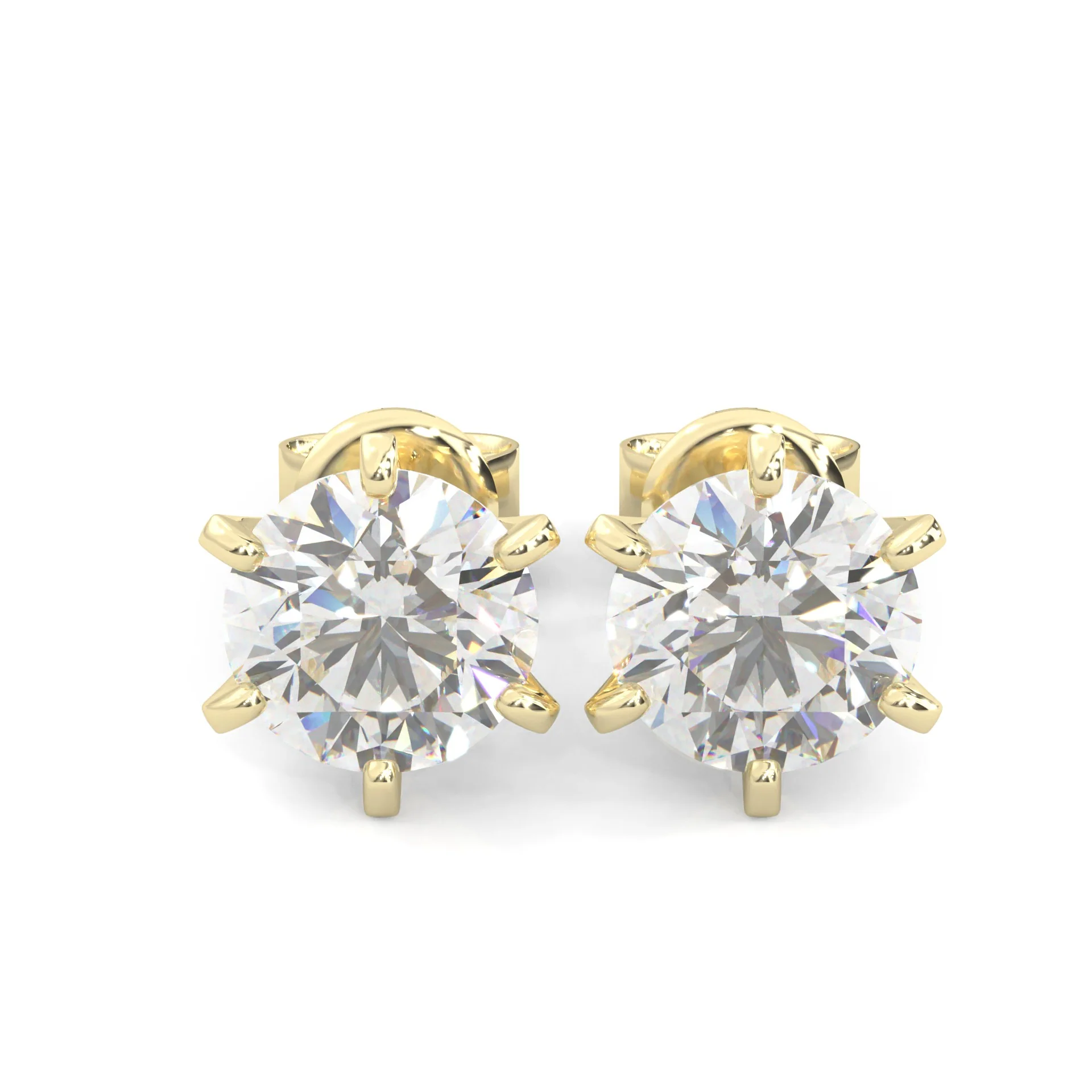 Moissanite Stud Earring - 1.0 TCW - 14k Solid Yellow Gold