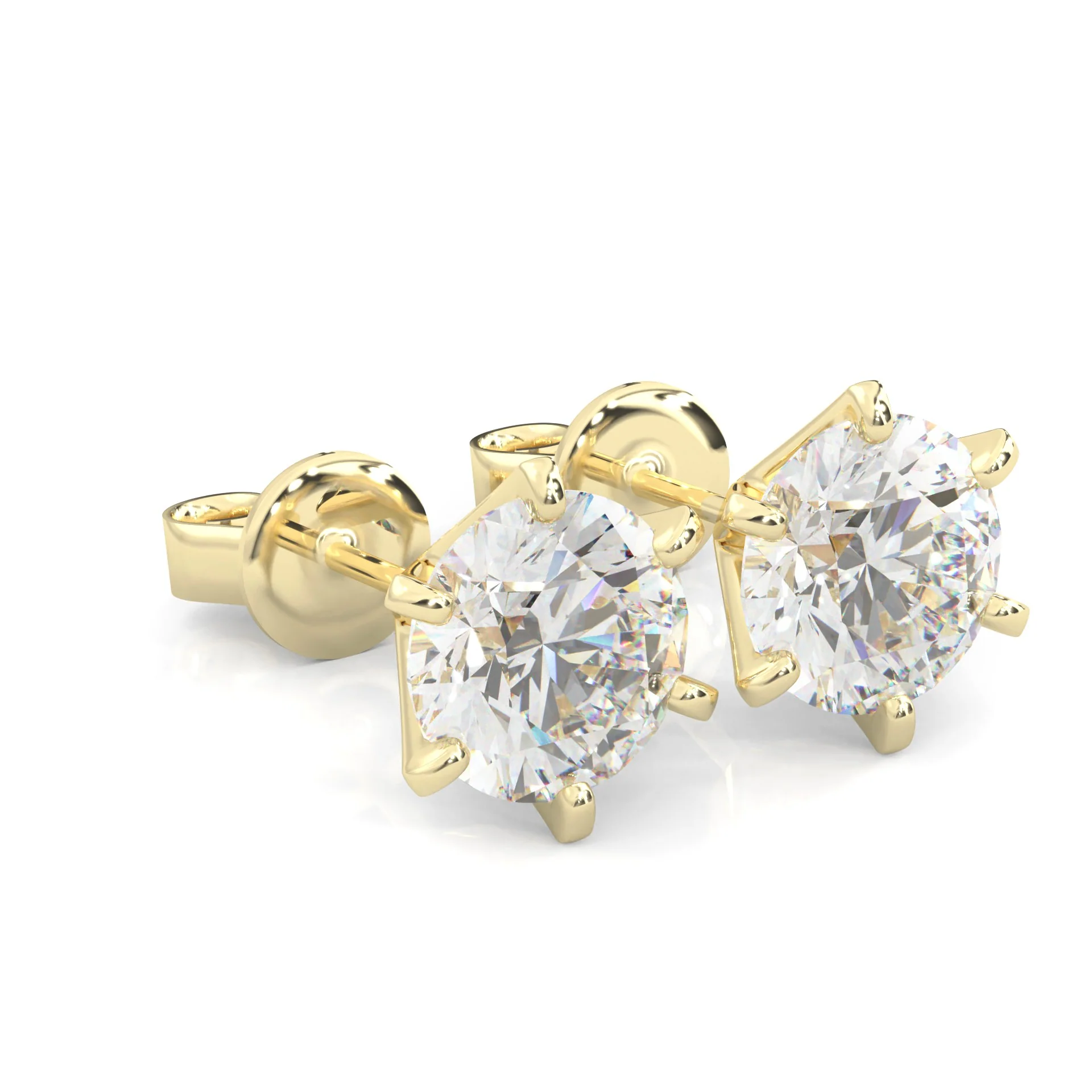 Moissanite Stud Earring - 1.0 TCW - 14k Solid Yellow Gold - Image 2