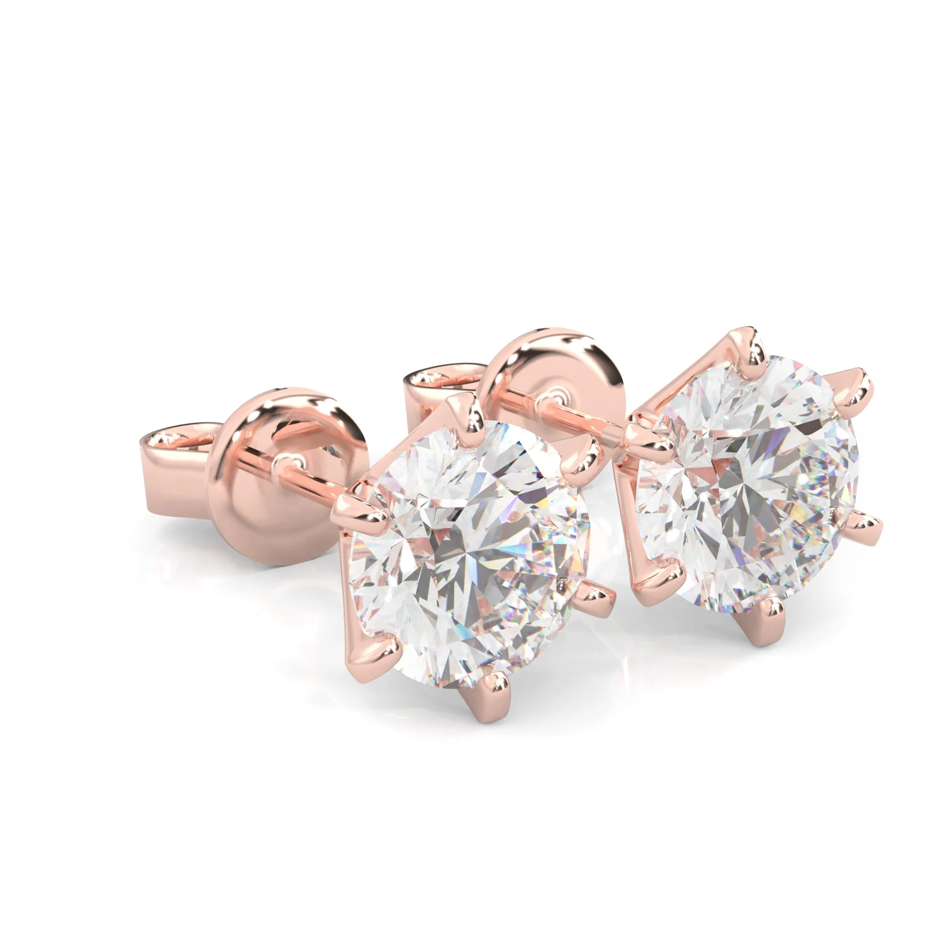 Moissanite Stud Earring - 1.0 TCW - 14k Solid Rose Gold - Image 2