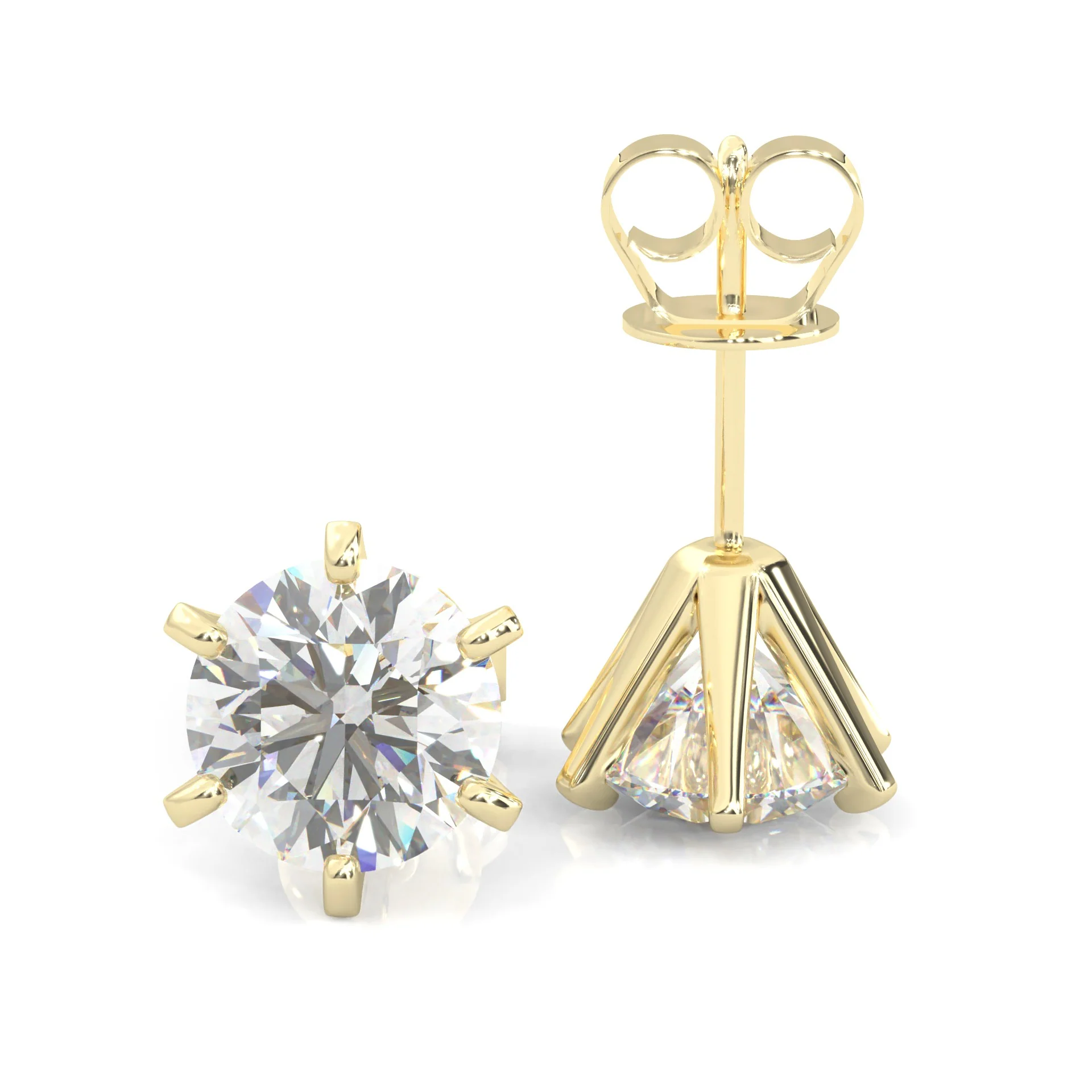 Moissanite Stud Earring - 1.0 TCW - 14k Solid Yellow Gold - Image 3