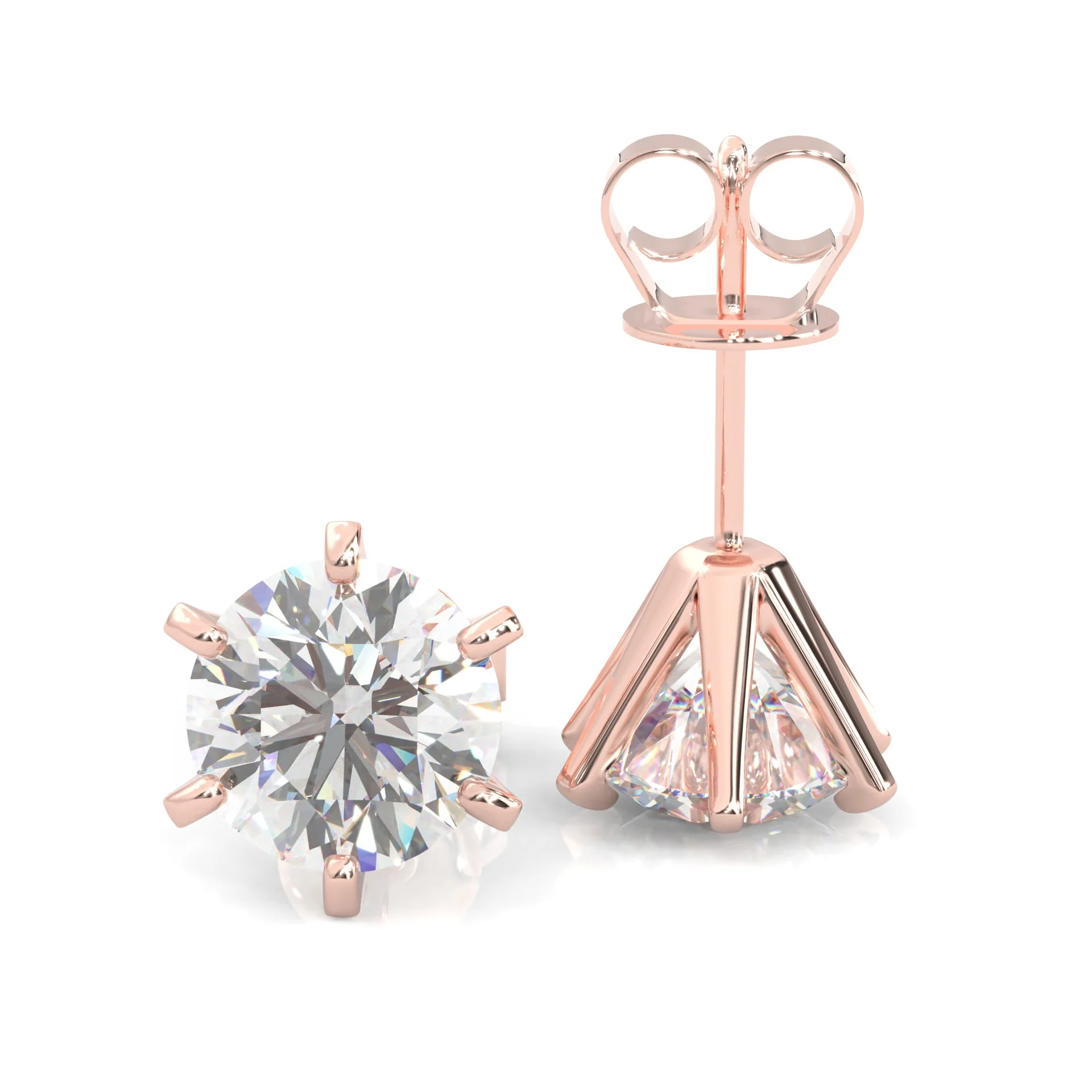 Moissanite Stud Earring - 1.0 TCW - 14k Solid Rose Gold - Image 3