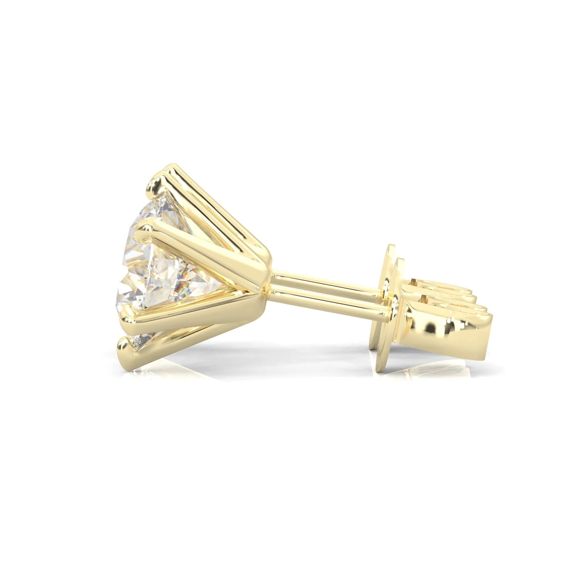 Moissanite Stud Earring - 1.0 TCW - 14k Solid Yellow Gold - Image 4