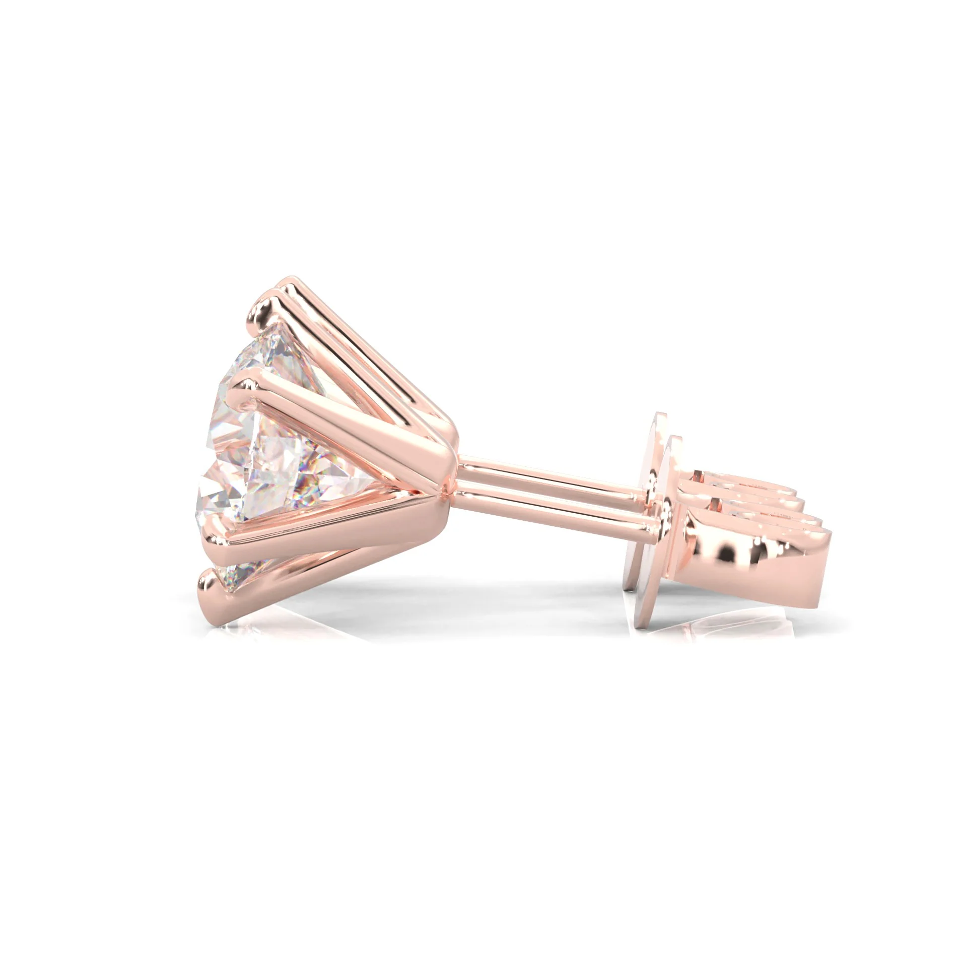 Moissanite Stud Earring - 1.0 TCW - 14k Solid Rose Gold - Image 4