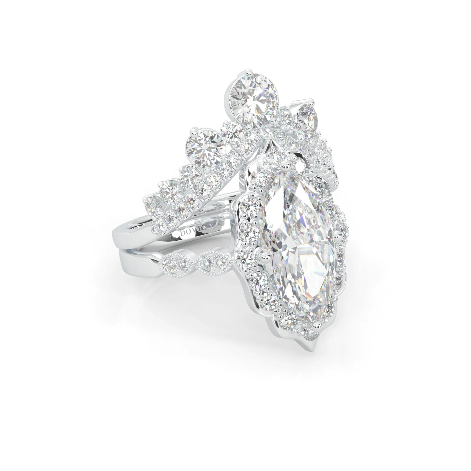 Queen's Crown Moissanite Wedding Set (14k Solid Gold) - Image 4