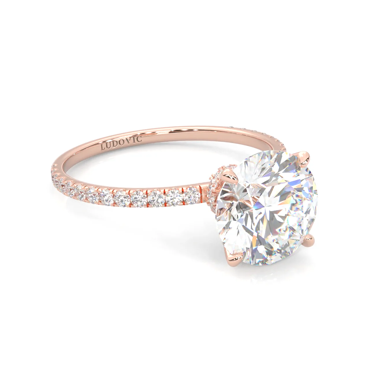 Hidden Halo Moissanite Engagement Ring ( 14k Solid Rose Gold ) - Image 2