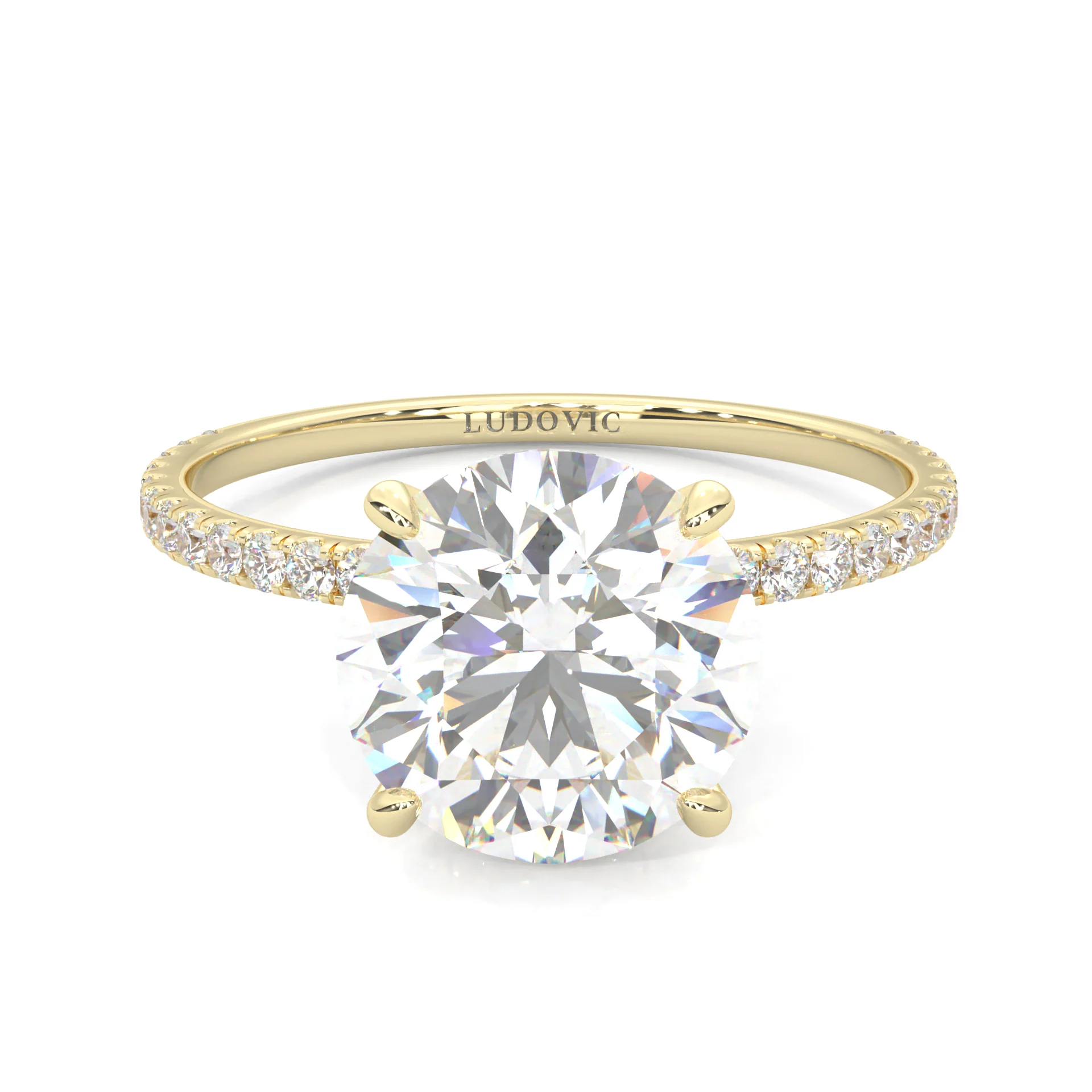 Hidden Halo Moissanite Engagement Ring (14k Solid Yellow Gold )