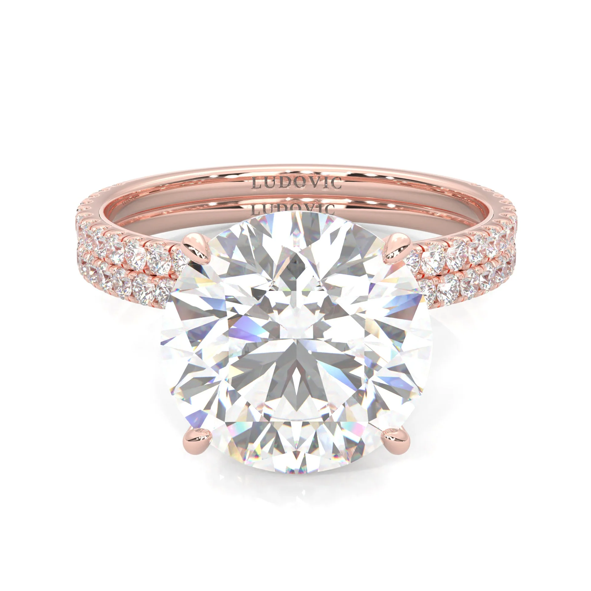 Hidden Halo Wedding Set (14k Solid Rose Gold)
