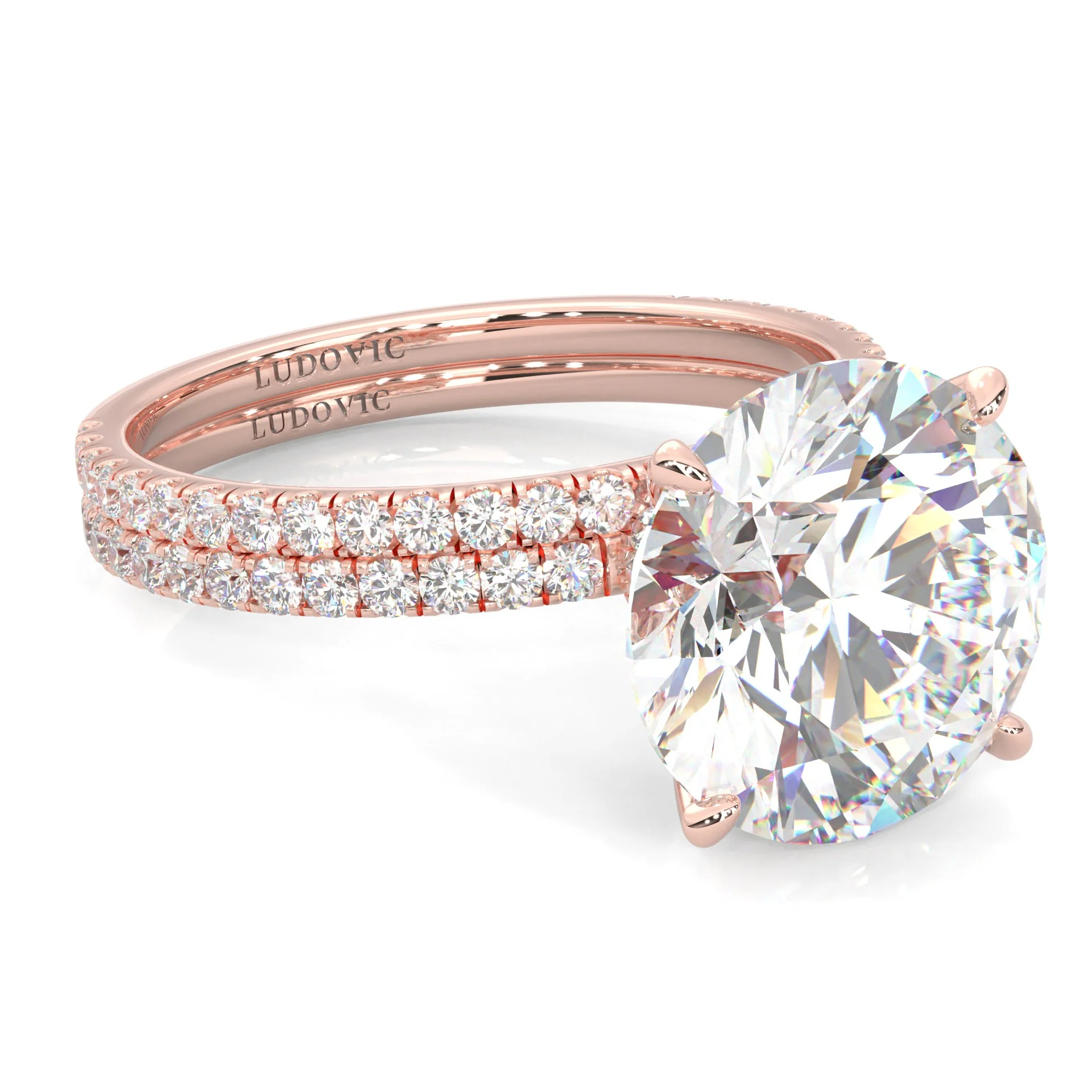 Hidden Halo Wedding Set (14k Solid Rose Gold) - Image 2