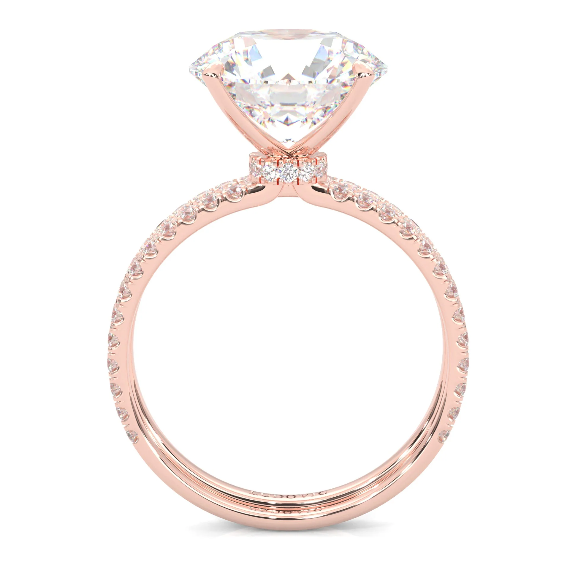 Hidden Halo Wedding Set (14k Solid Rose Gold) - Image 4