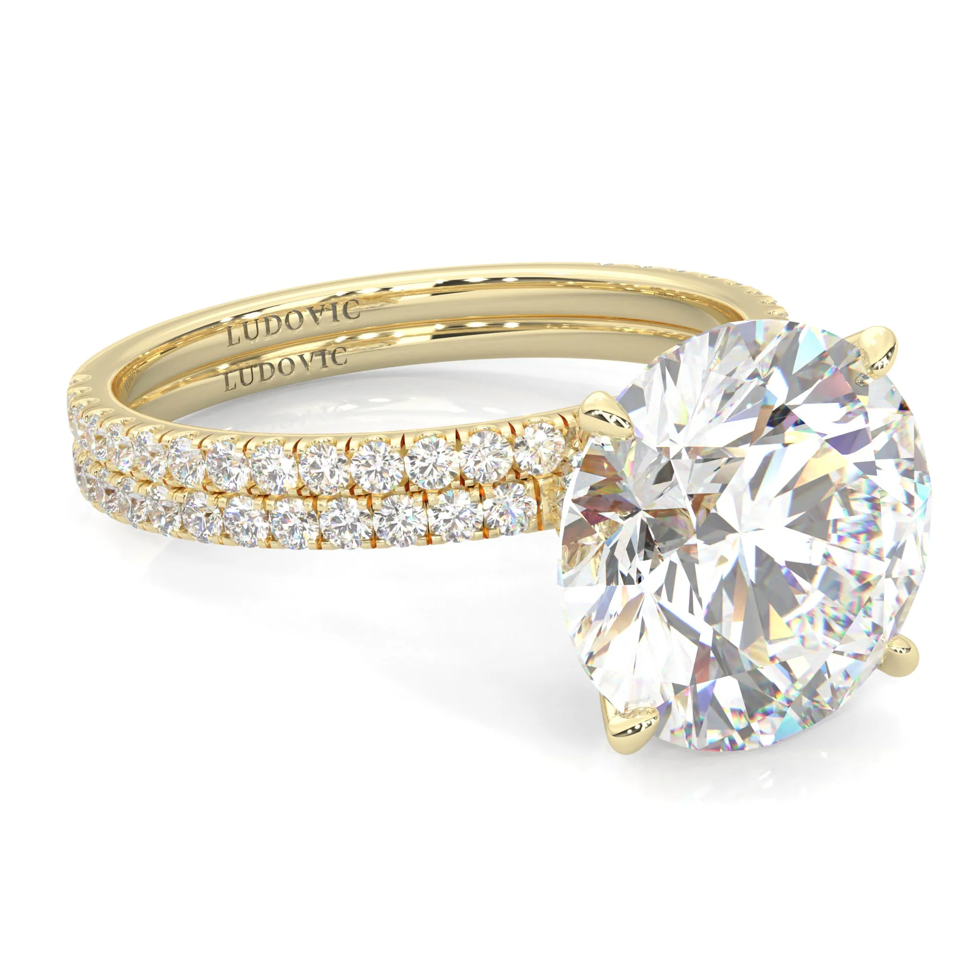 Hidden Halo Wedding Set (14k Solid Yellow Gold) - Image 2