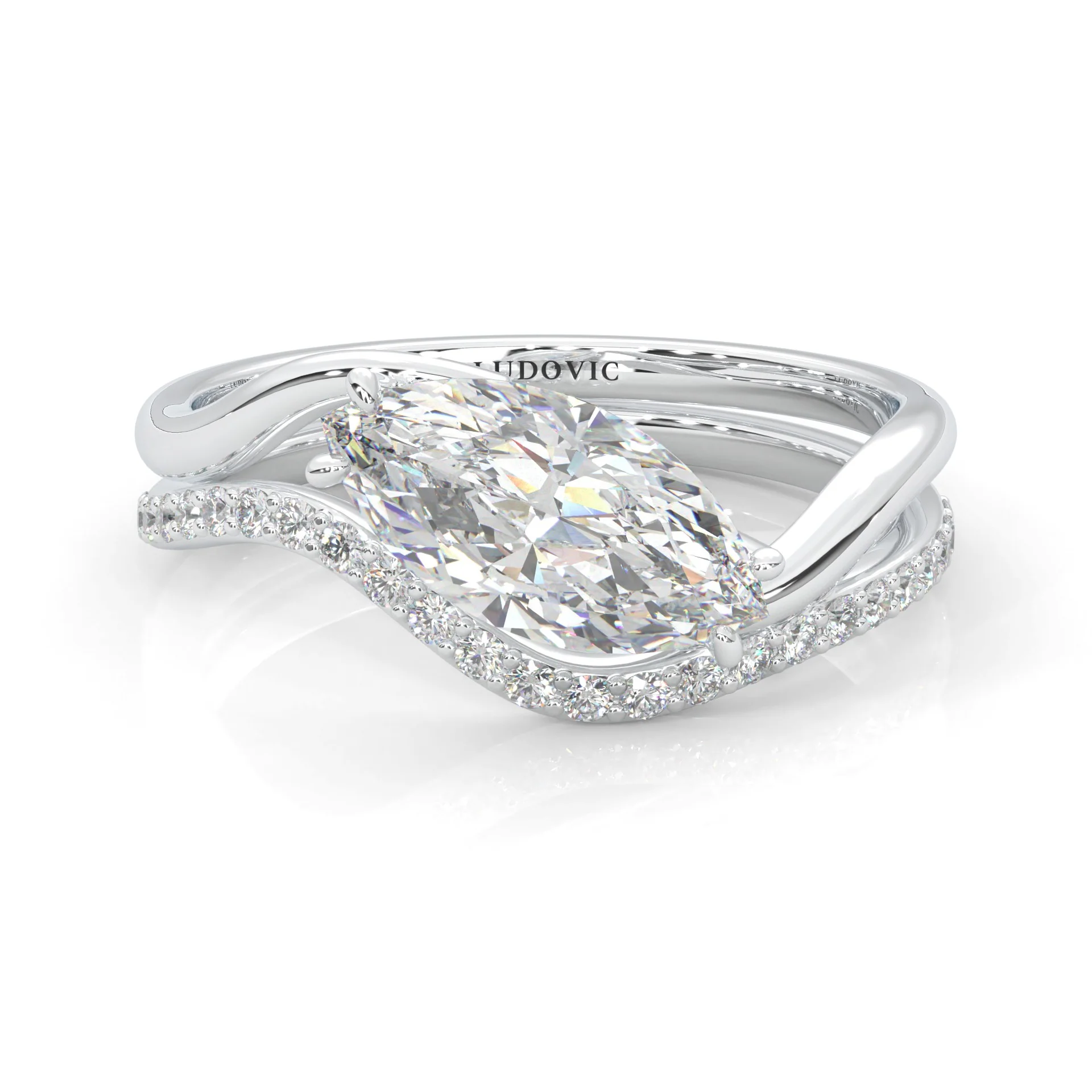 Serene Twist Moissanite Wedding Set (Marquise Cut) (14k Solid Gold)
