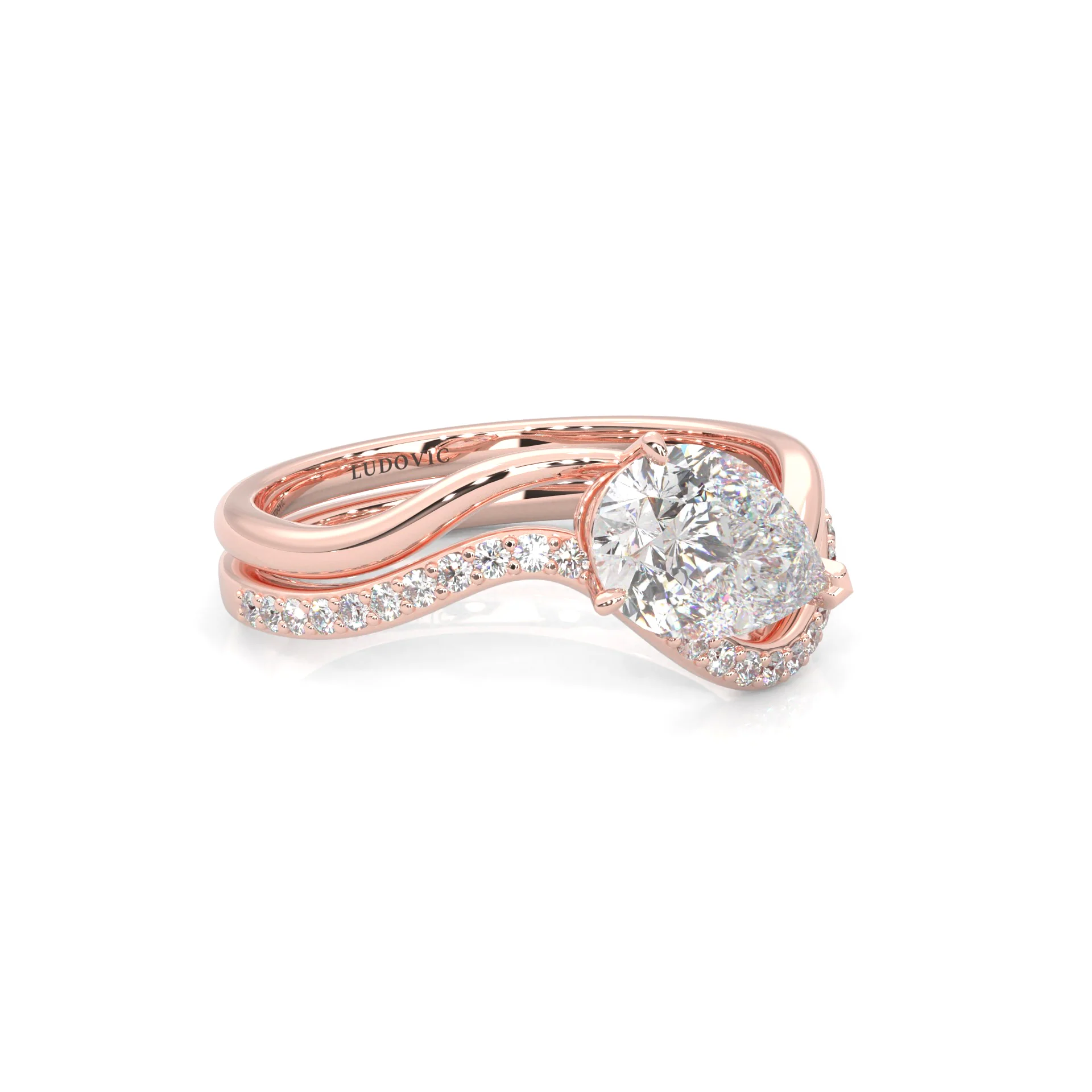 Serene Twist Moissanite Wedding Set (14k Solid Rose Gold) - Image 3