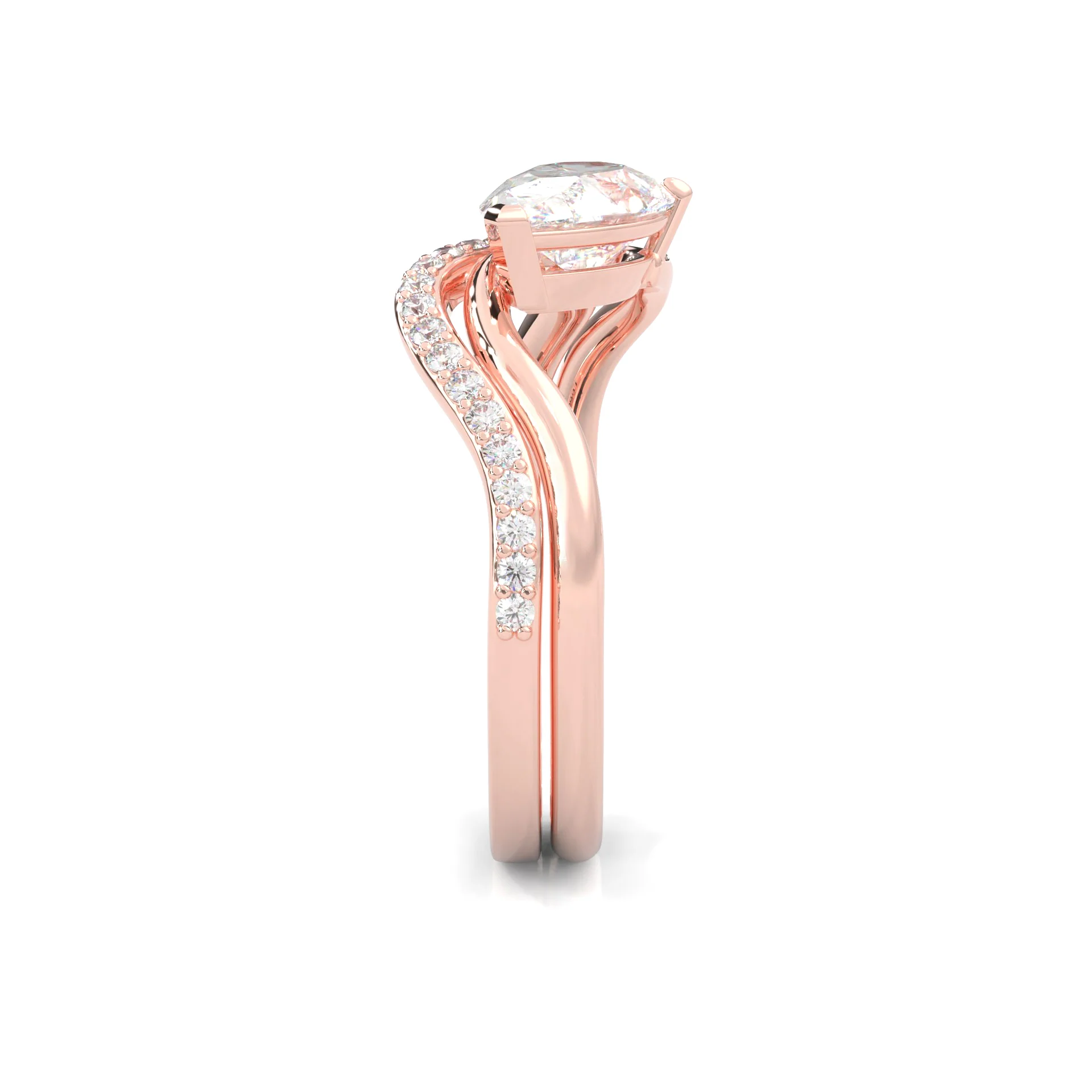 Serene Twist Moissanite Wedding Set (14k Solid Rose Gold) - Image 4