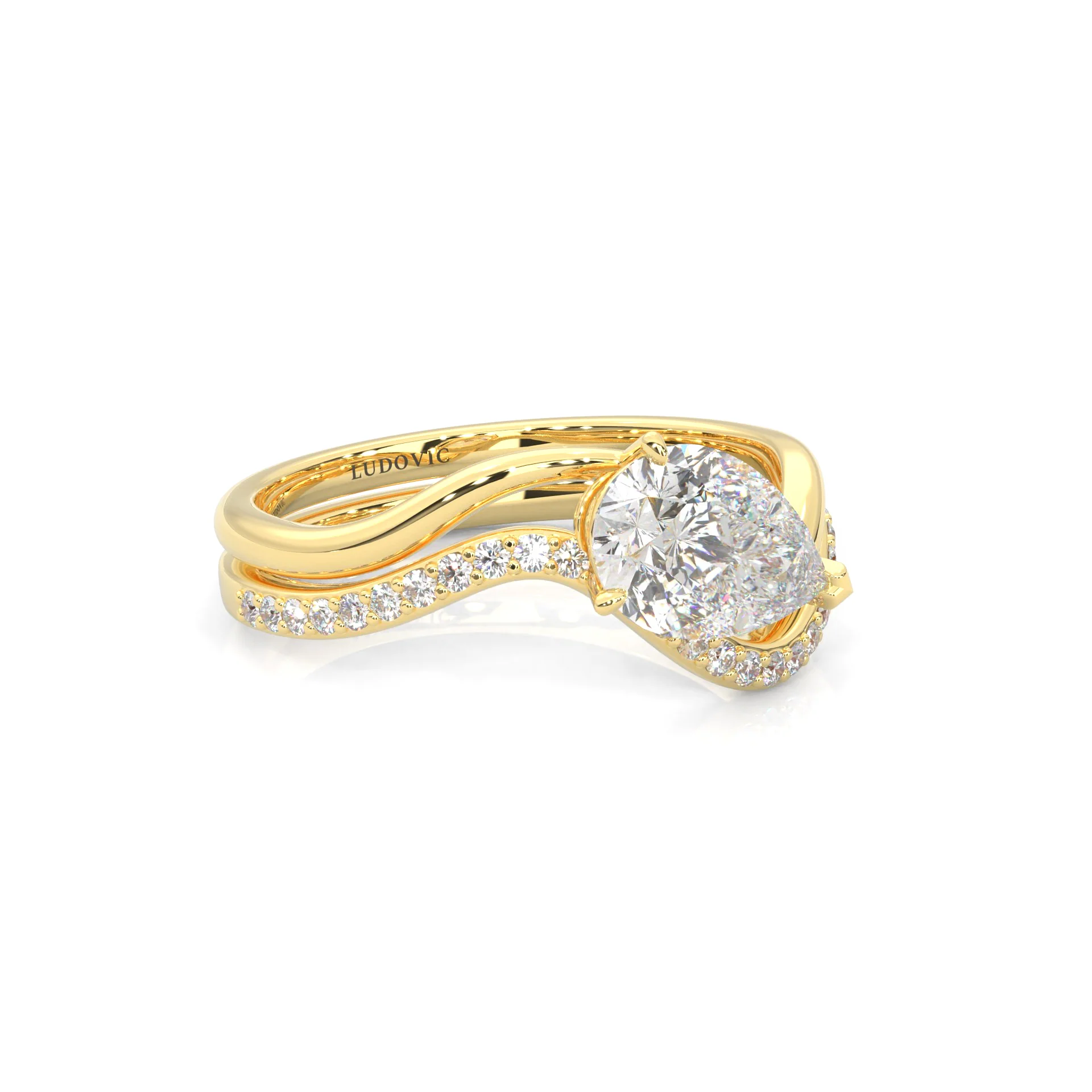 Serene Twist Moissanite Wedding Set (14k Solid Yellow Gold) - Image 3