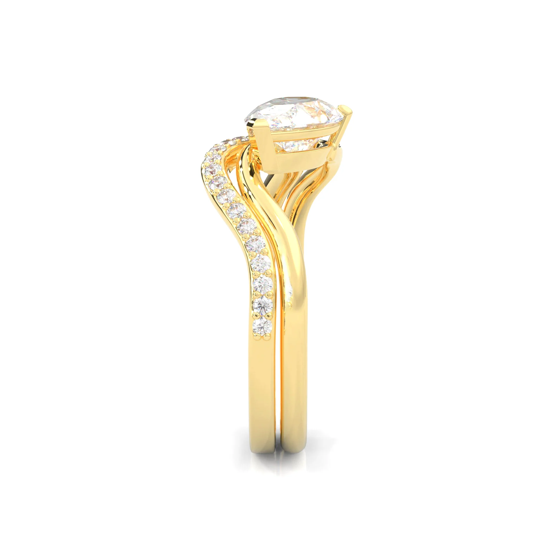 Serene Twist Moissanite Wedding Set (14k Solid Yellow Gold) - Image 4