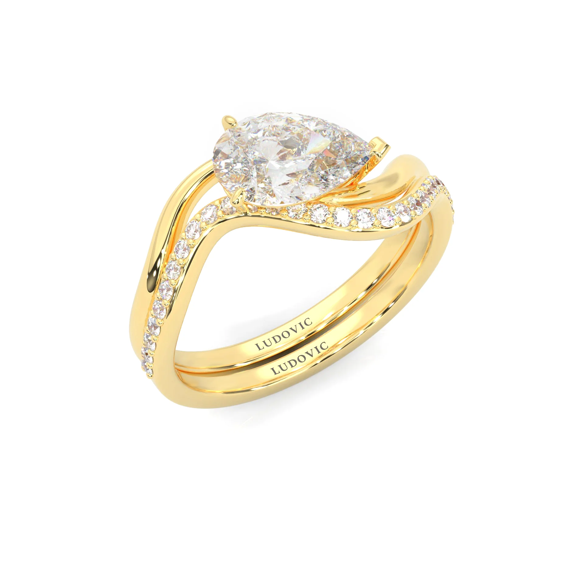 Serene Twist Moissanite Wedding Set (14k Solid Yellow Gold) - Image 5