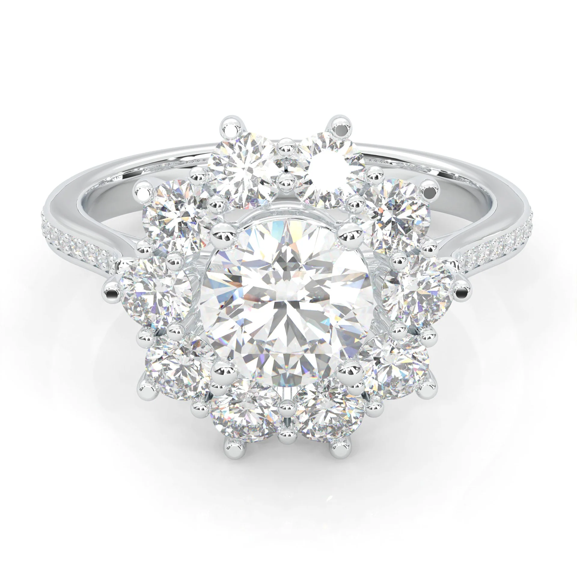 Passion Flower Engagement Ring (14k Solid Gold)