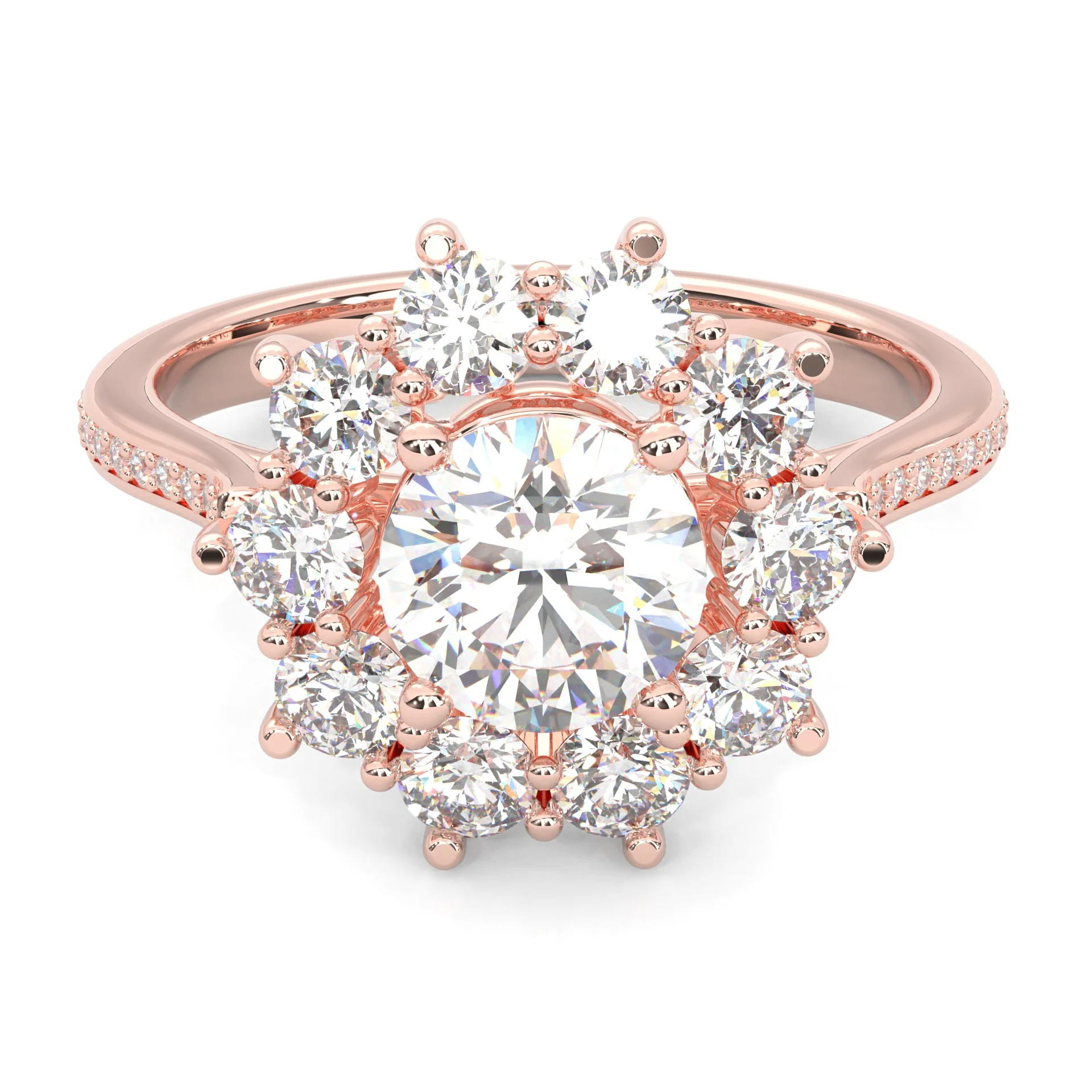 Passion Flower Engagement Ring  (Rose Gold 14k)