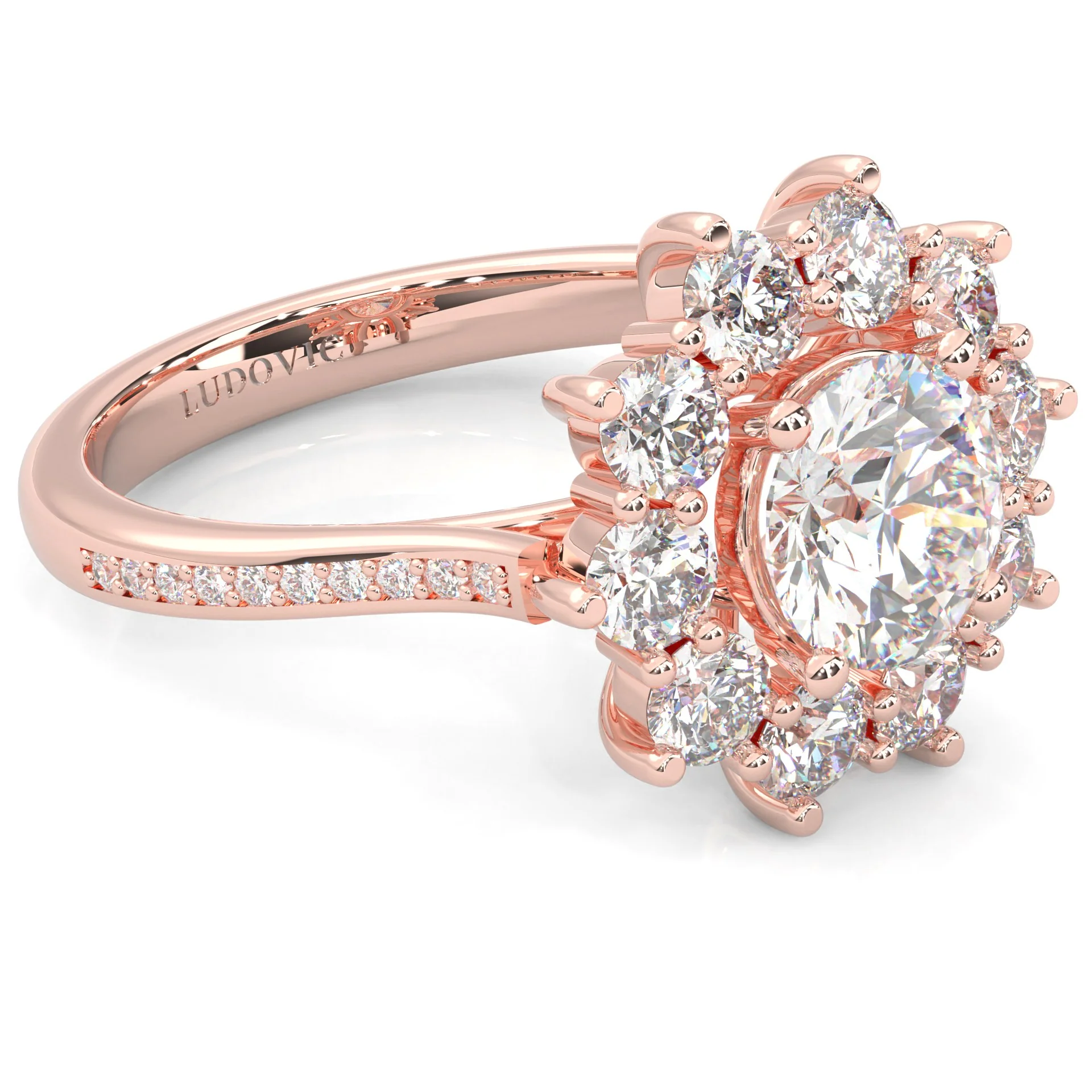 Passion Flower Engagement Ring  (Rose Gold 14k) - Image 2