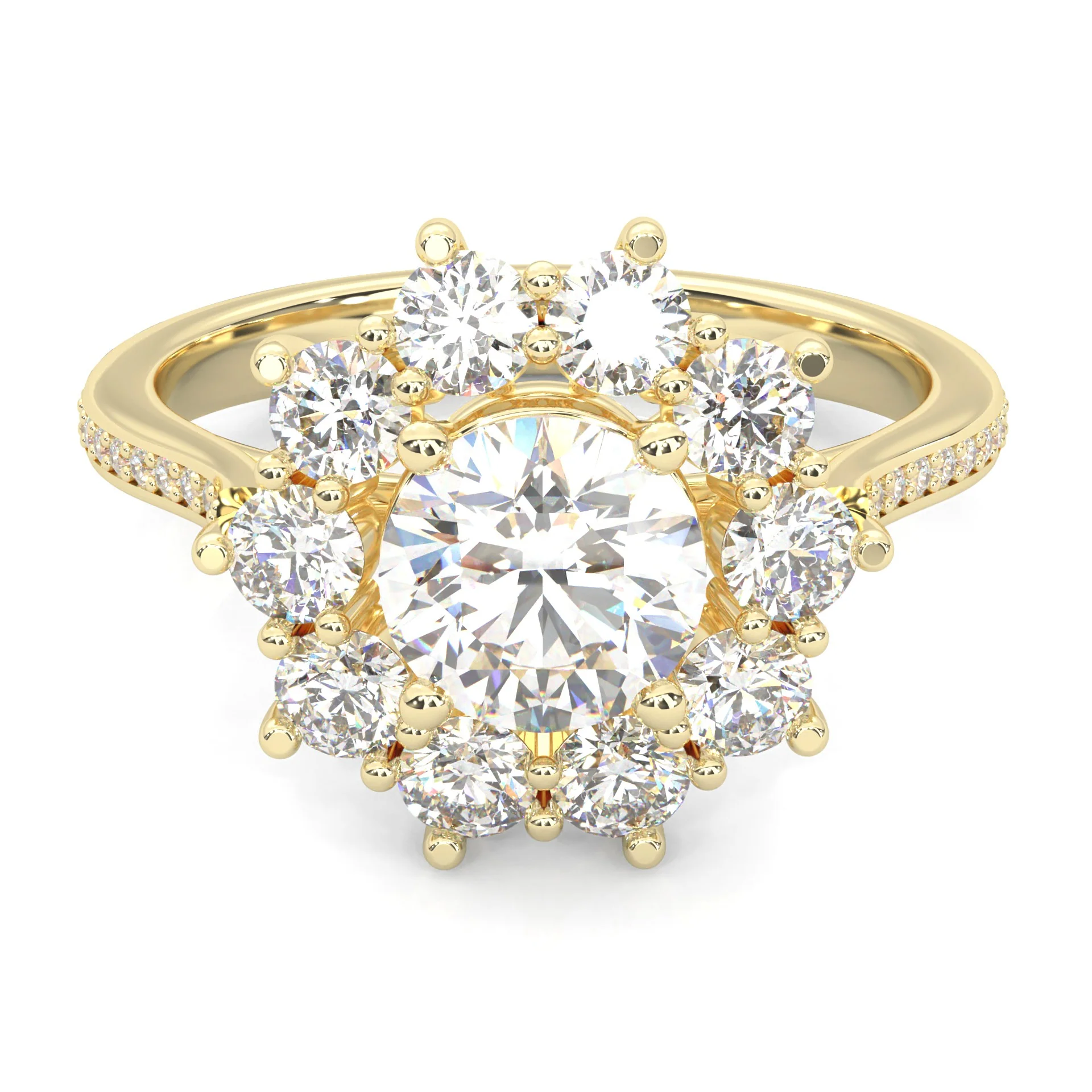 Passion Flower Engagement Ring ( Yellow Gold 14k)