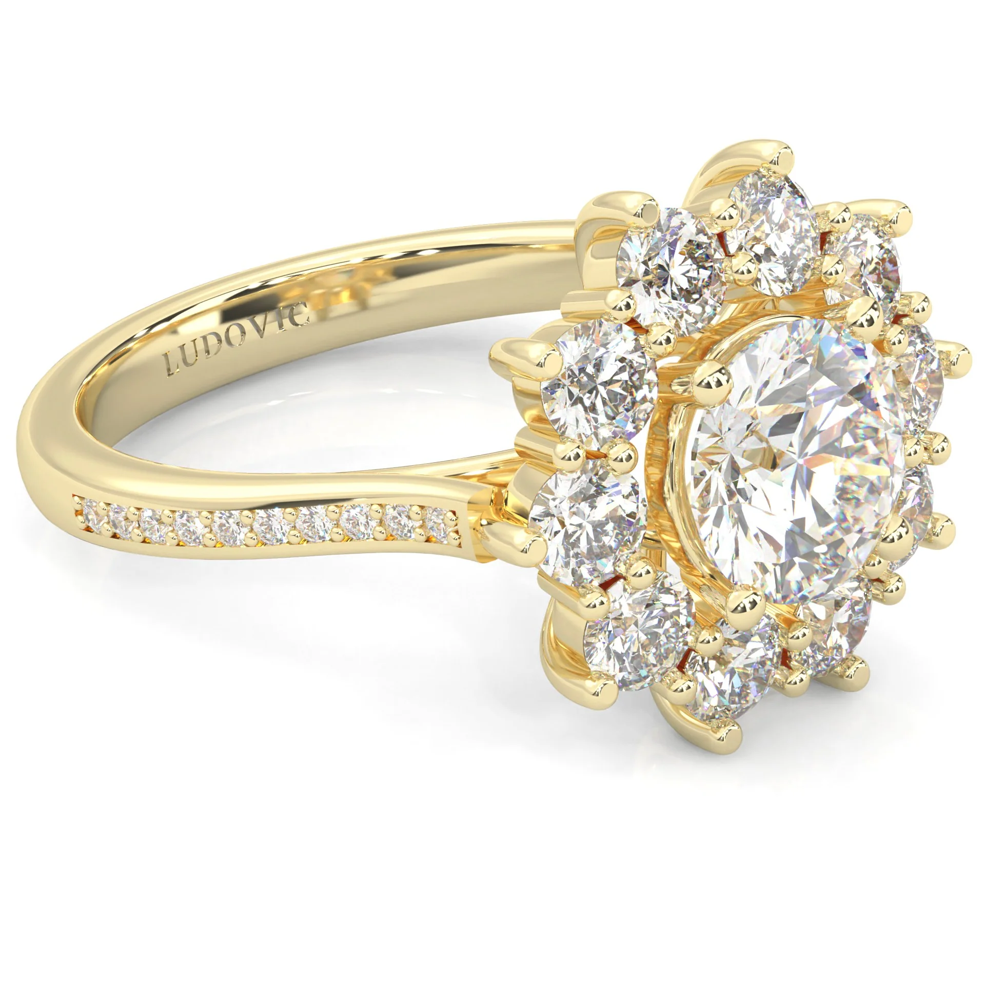 Passion Flower Engagement Ring ( Yellow Gold 14k) - Image 2