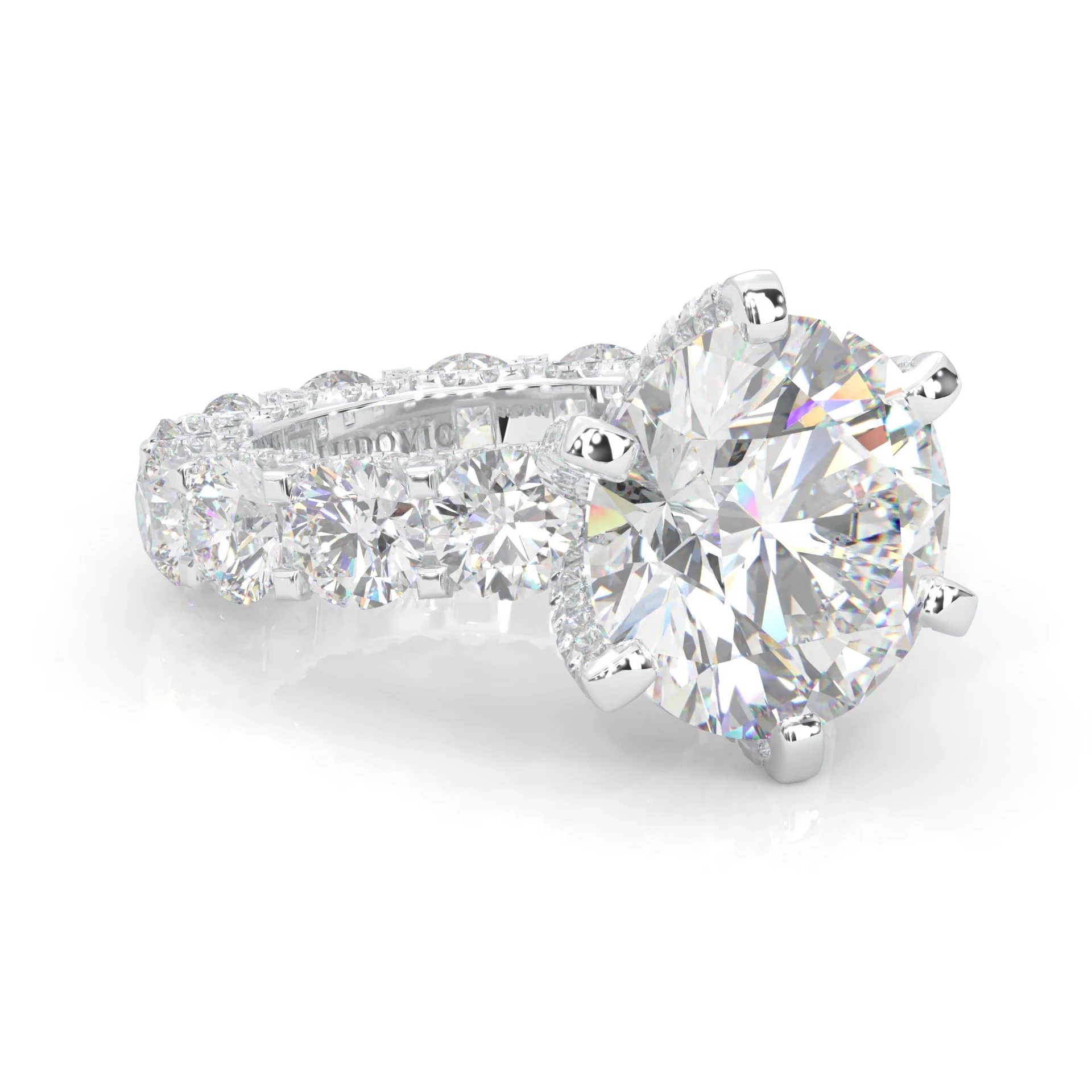 Supernova II - Ludovic Moissanite Ring (10-Carat Main Stone) (Platinum-Plated Silver) - Image 3