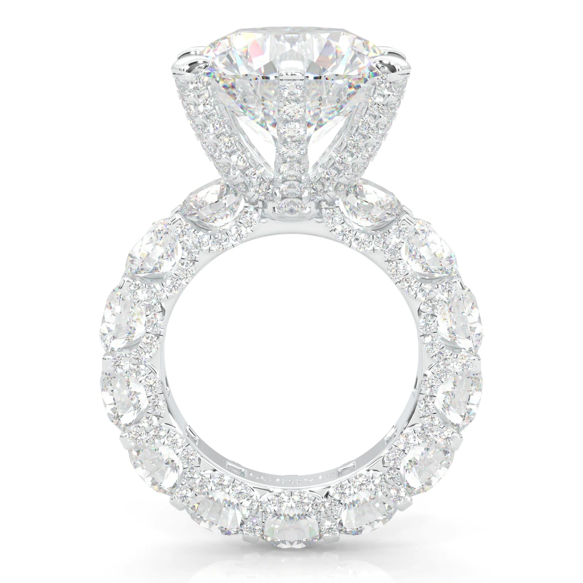 Supernova II - Ludovic Moissanite Ring (10-Carat Main Stone) (Platinum-Plated Silver) - Image 4