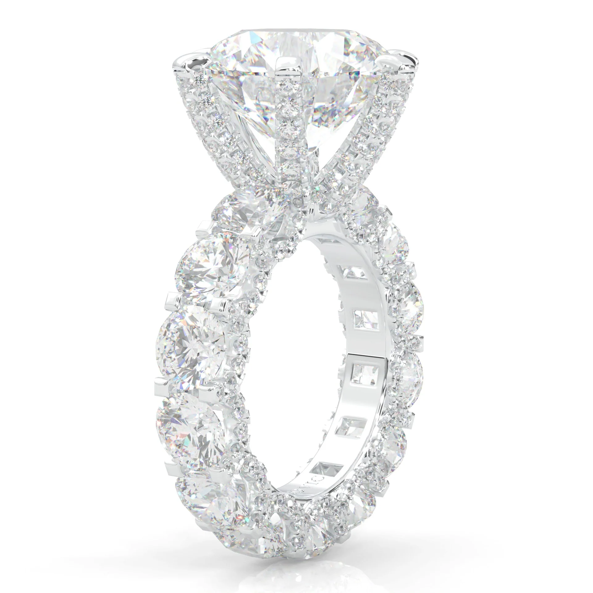 Supernova II - Ludovic Moissanite Ring (10-Carat Main Stone) (Platinum-Plated Silver) - Image 5