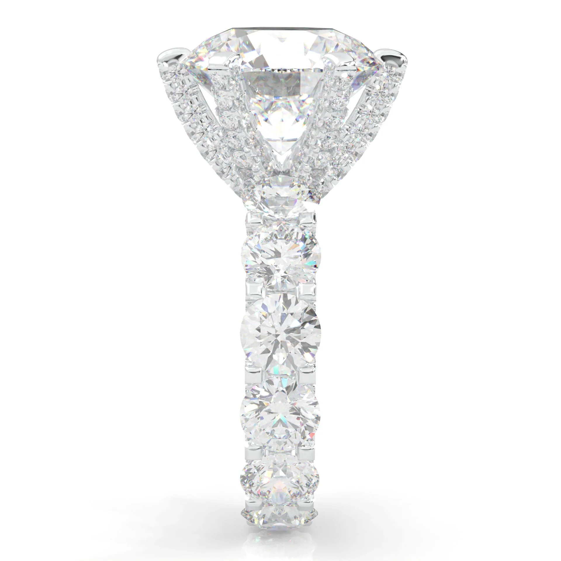Supernova II - Ludovic Moissanite Ring (10-Carat Main Stone) (Platinum-Plated Silver) - Image 6