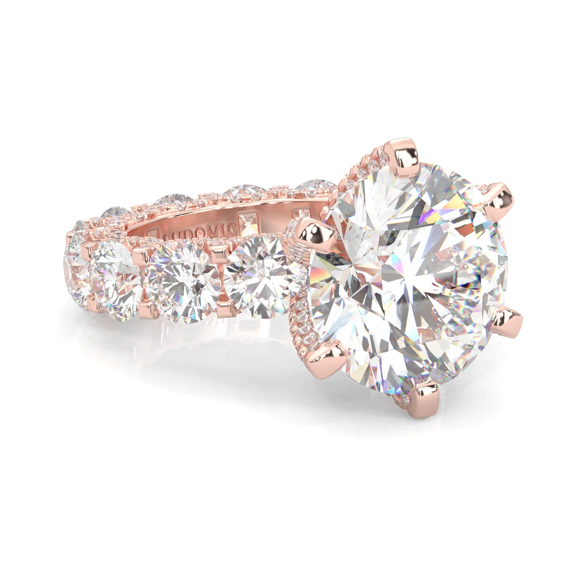 Supernova II - Ludovic Moissanite Ring (10-Carat Main Stone) ( Rose Gold 14K ) - Image 3