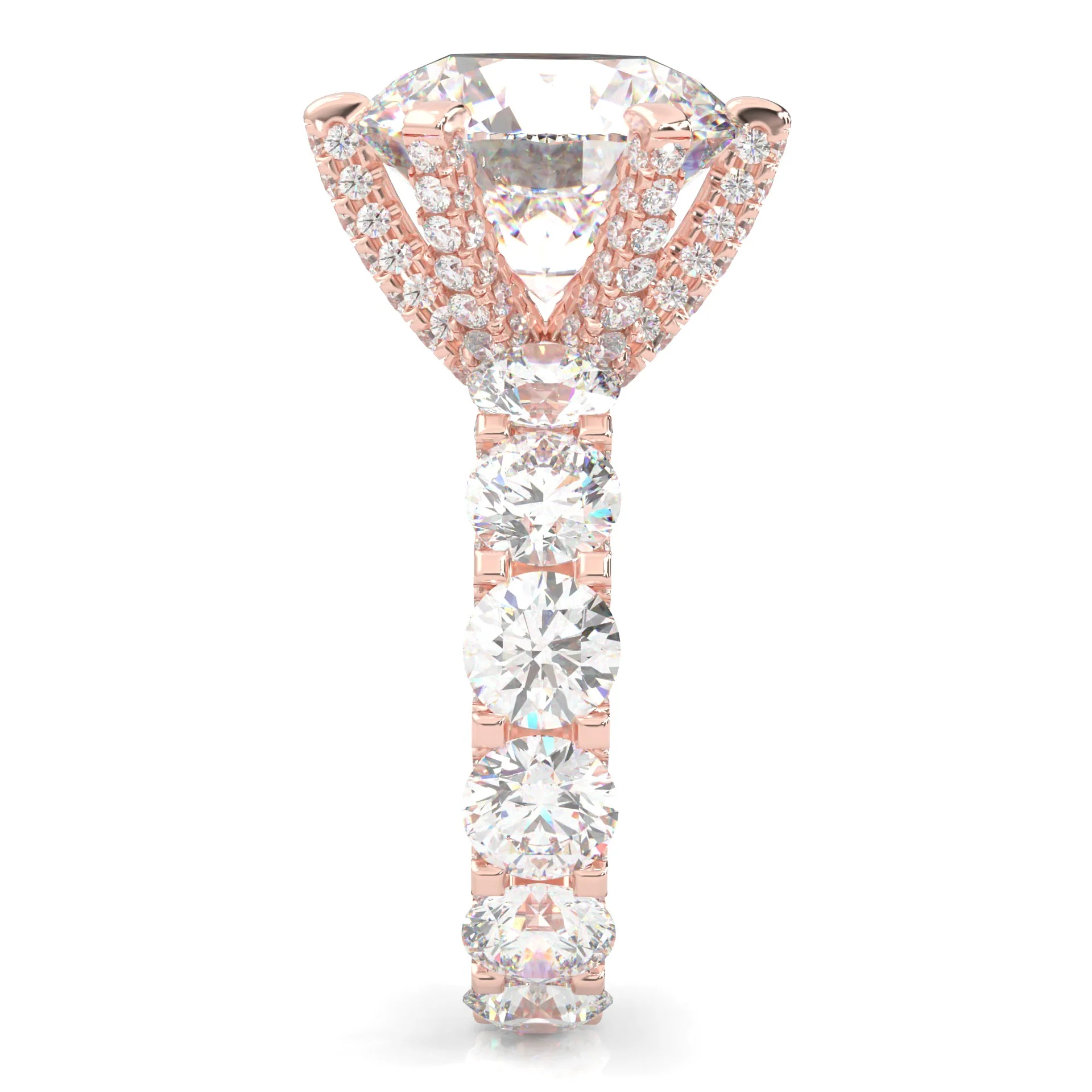 Supernova II - Ludovic Moissanite Ring (10-Carat Main Stone) ( Rose Gold 14K ) - Image 4