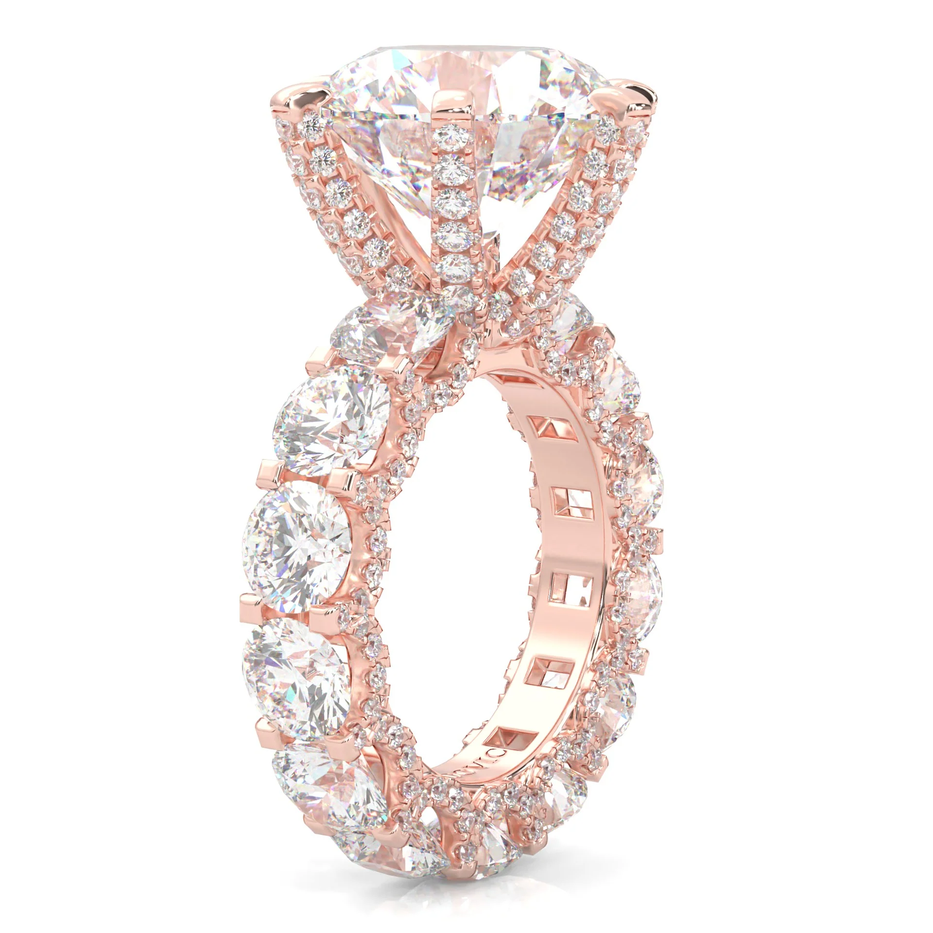 Supernova II - Ludovic Moissanite Ring (10-Carat Main Stone) ( Rose Gold 14K ) - Image 5