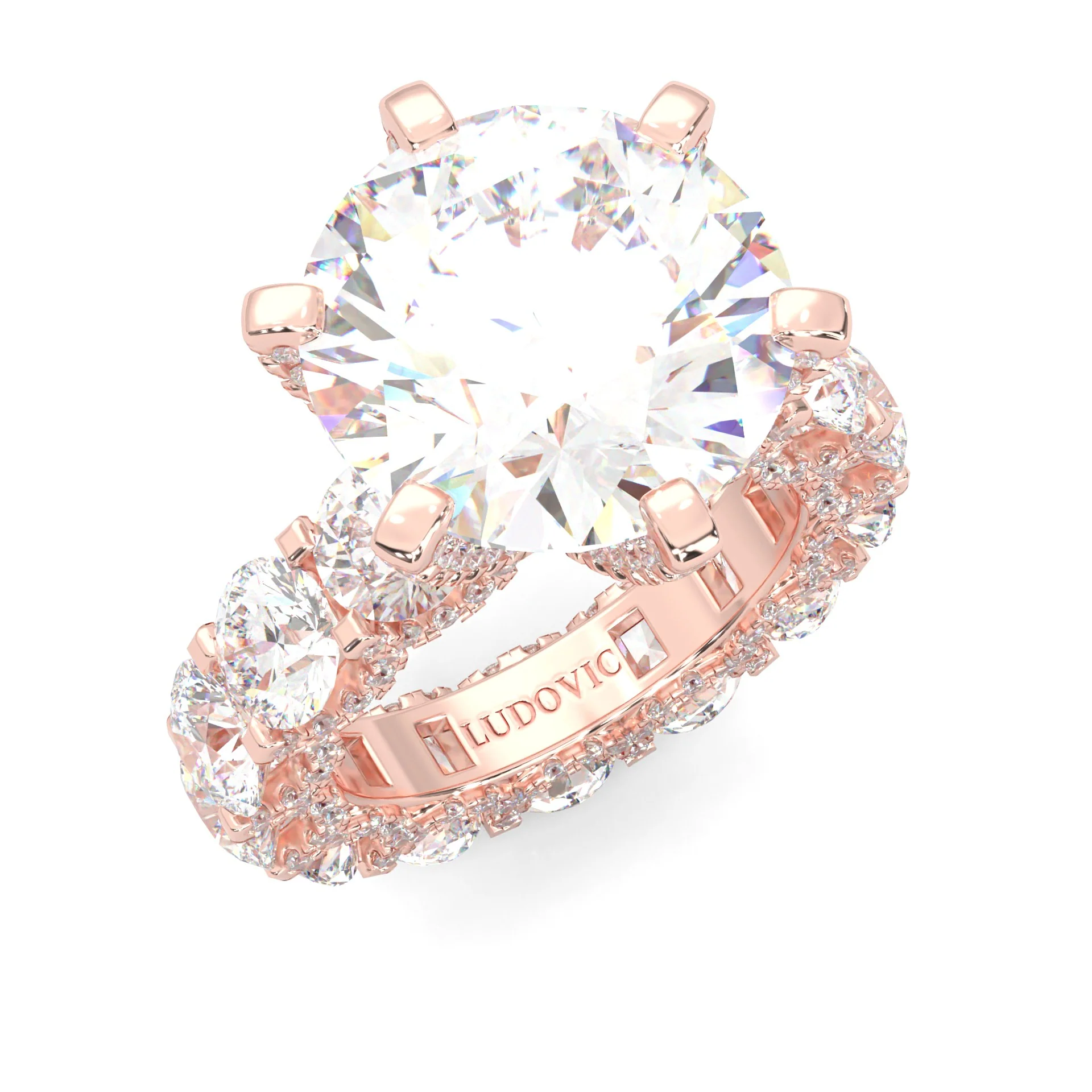Supernova II - Ludovic Moissanite Ring (10-Carat Main Stone) ( Rose Gold 14K ) - Image 7