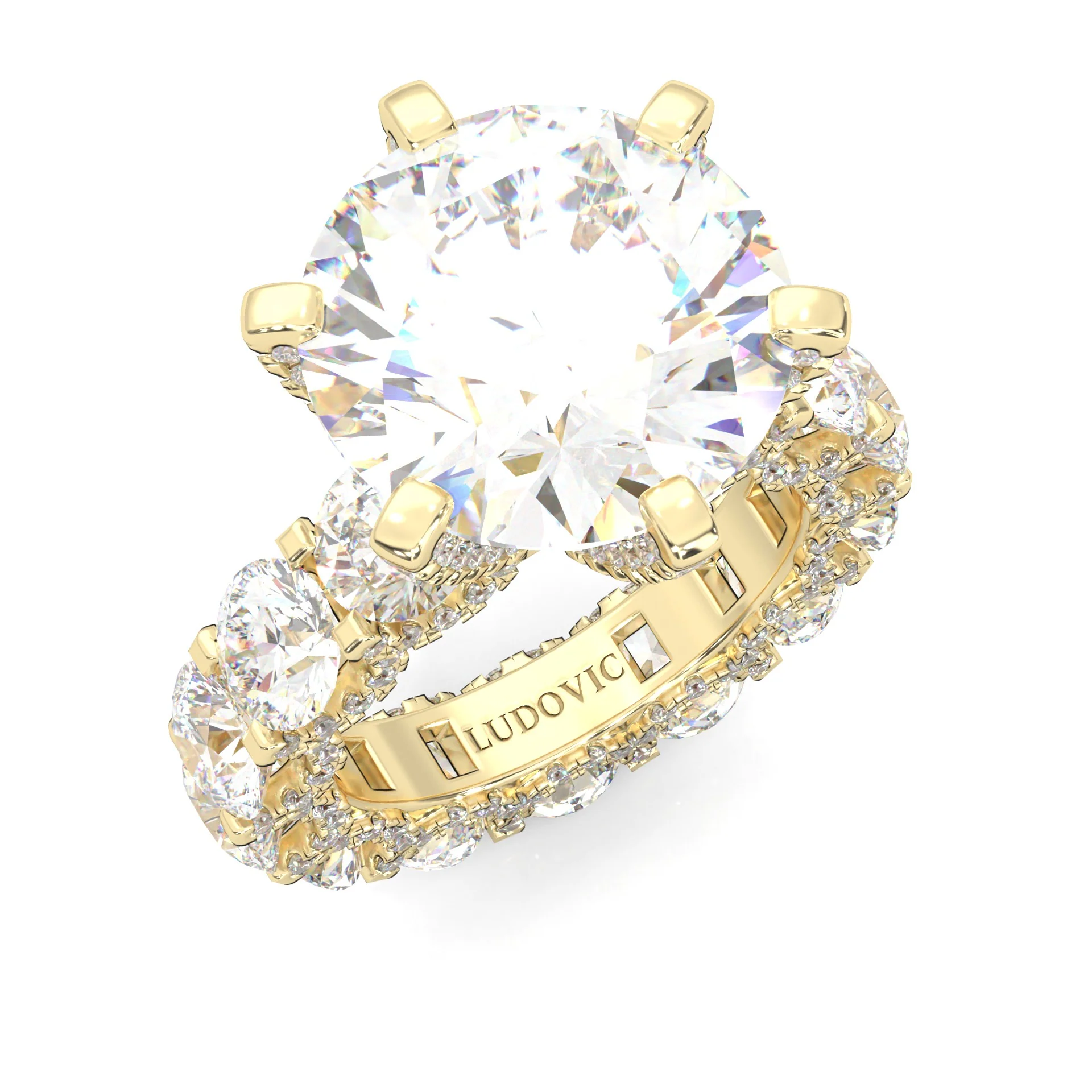 Supernova II - Ludovic Moissanite Ring (10-Carat Main Stone) ( Yellow Gold ) - Image 6