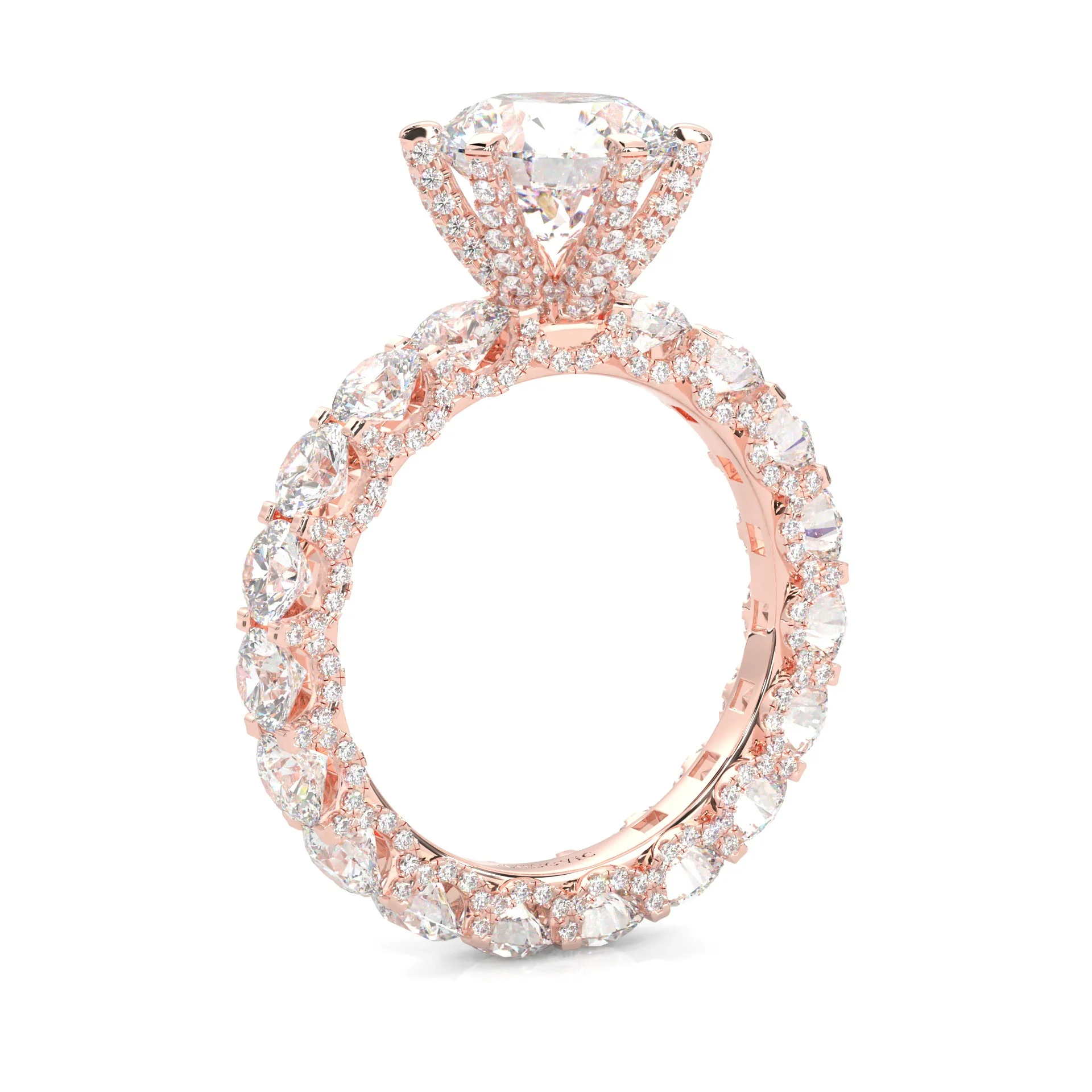 Supernova II - Ludovic Moissanite Ring (3-Carat Main Stone) ( Rose Gold 14K ) - Image 5