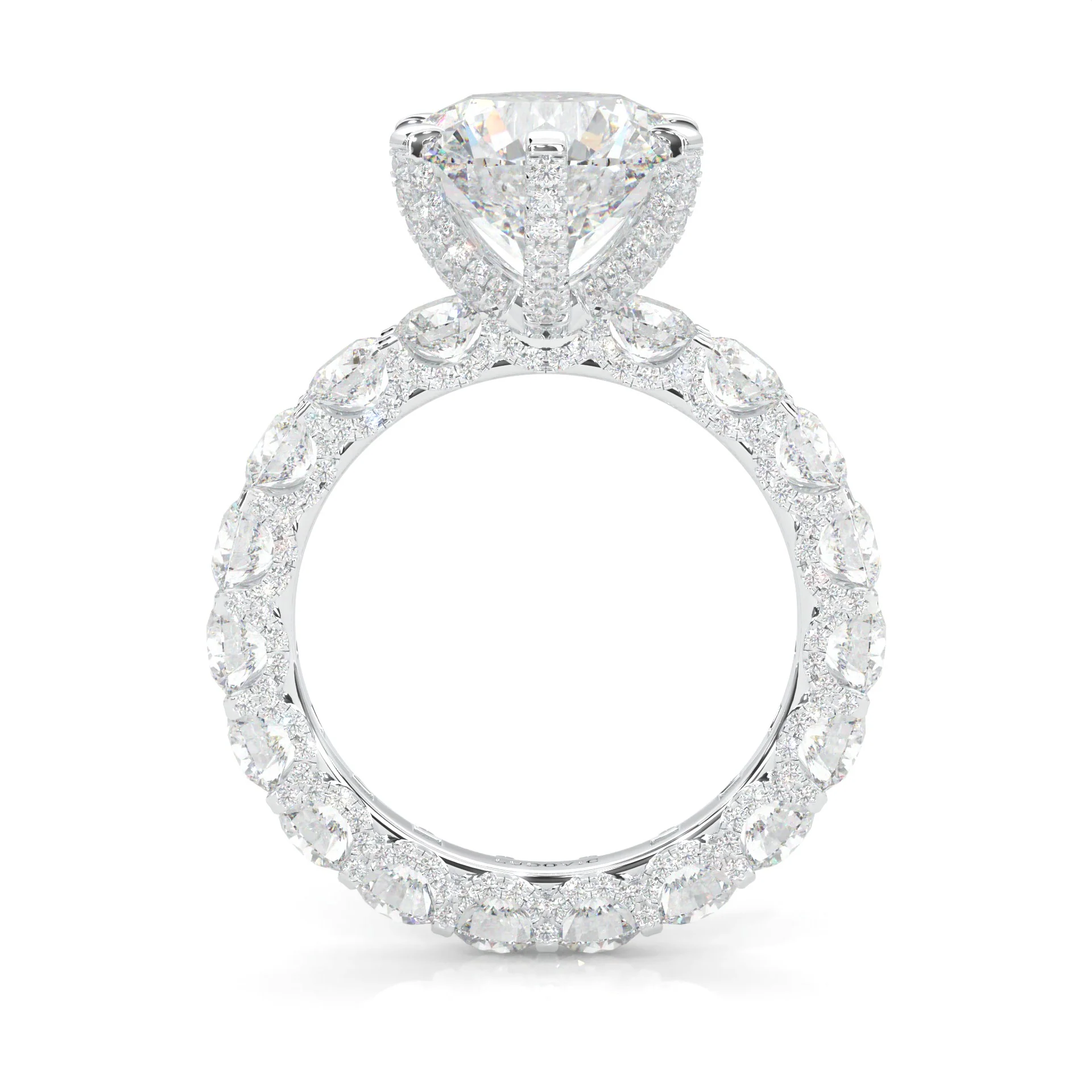 Supernova II - Ludovic Moissanite Ring (5-Carat Main Stone) (Platinum-Plated Silver) - Image 4