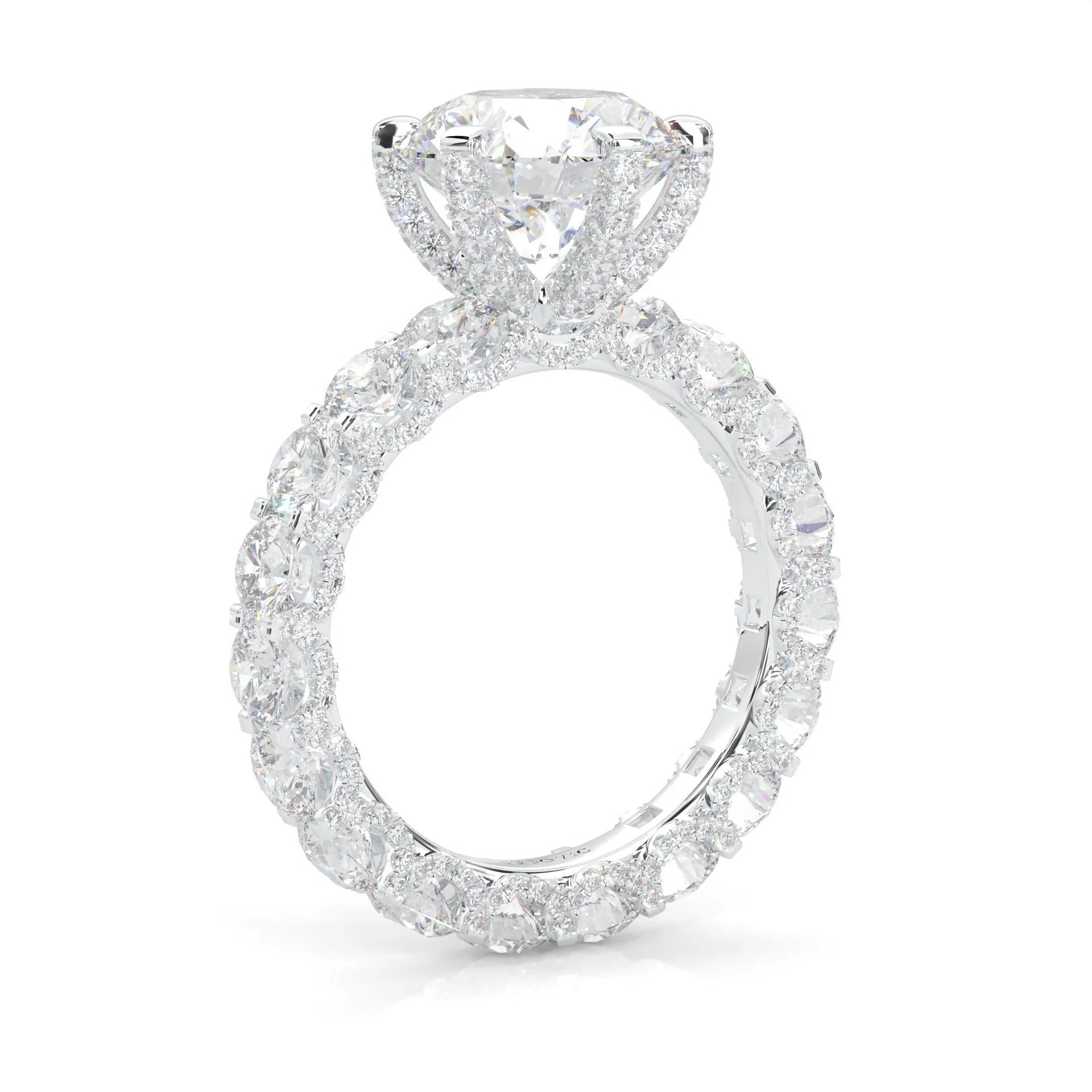 Supernova II - Ludovic Moissanite Ring (5-Carat Main Stone) (Platinum-Plated Silver) - Image 5