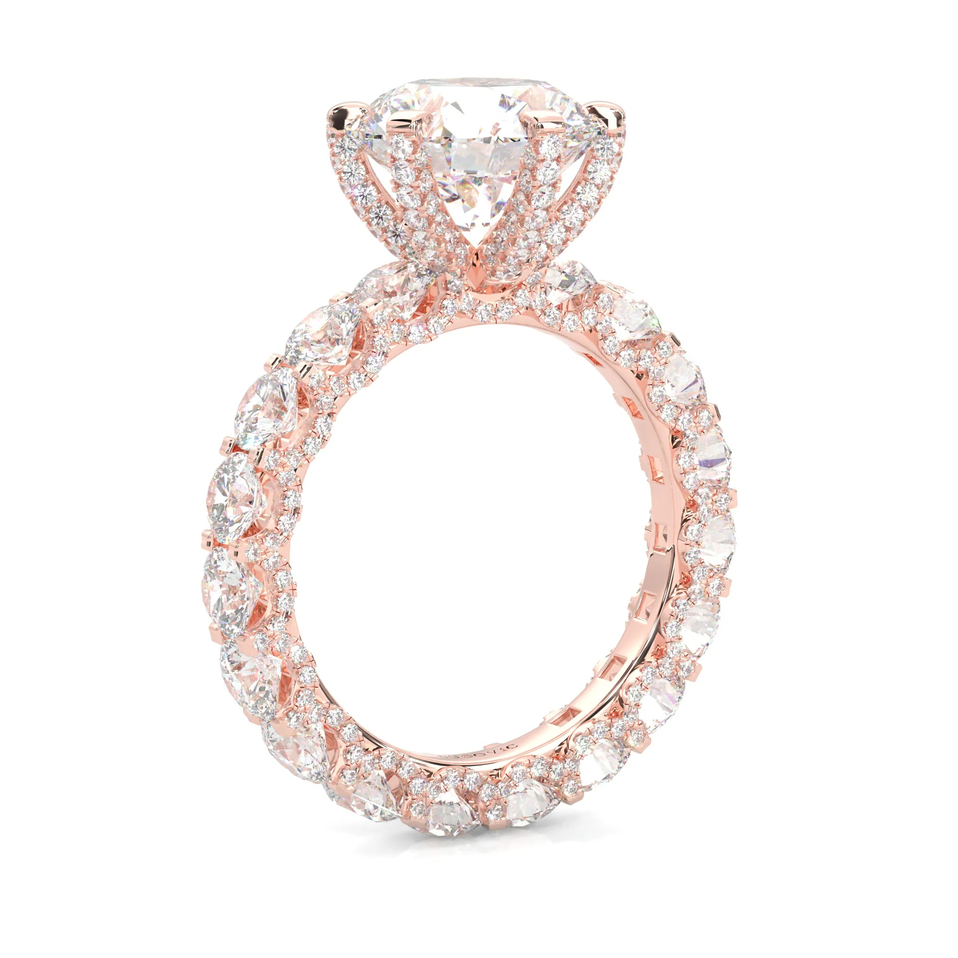 Supernova II - Ludovic Moissanite Ring (5-Carat Main Stone)  (Rose Gold 14K ) - Image 5