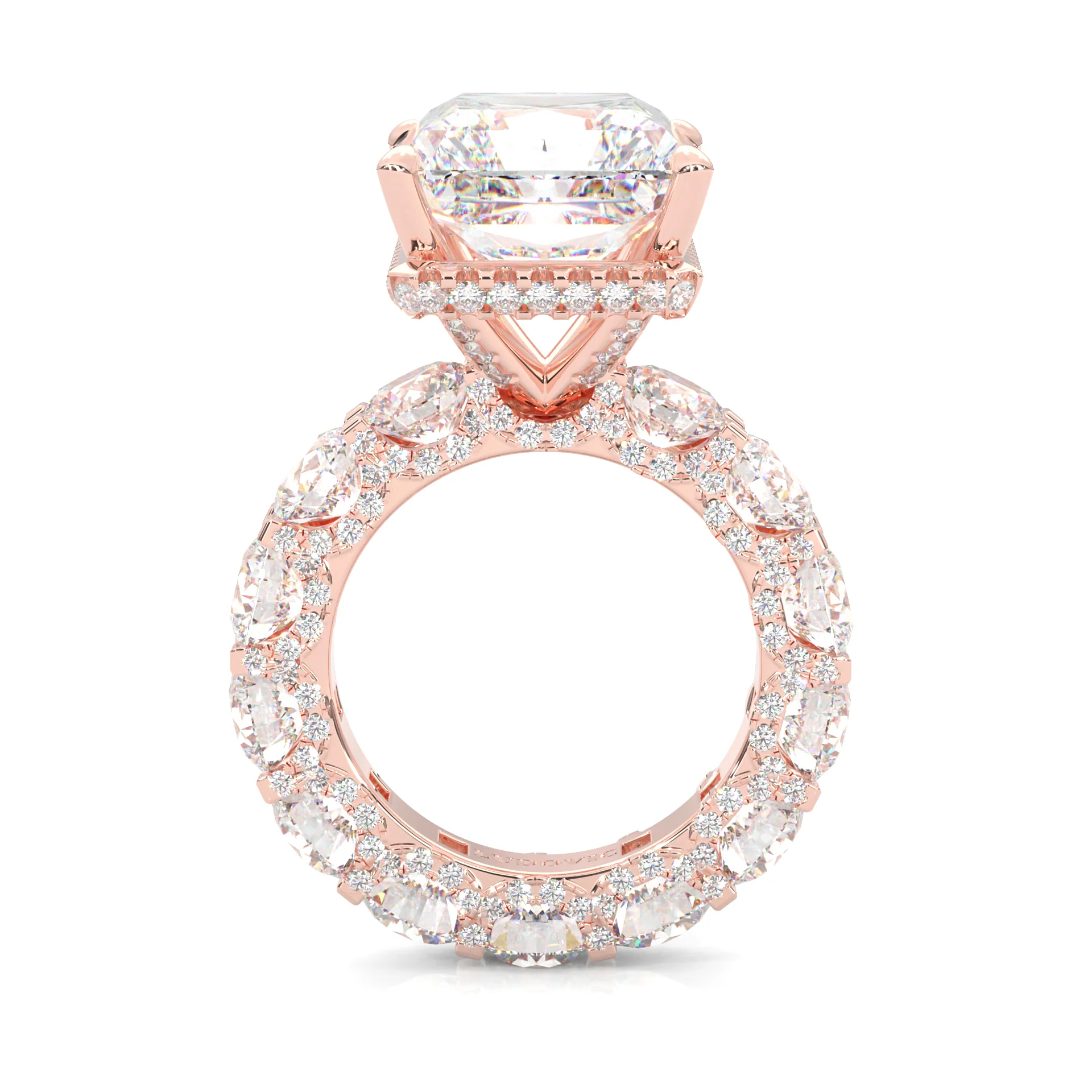 Supernova II - Ludovic Moissanite Ring ( Radiant Cut ) (10-Carat Main Stone) (Rose Gold 14K ) - Image 3
