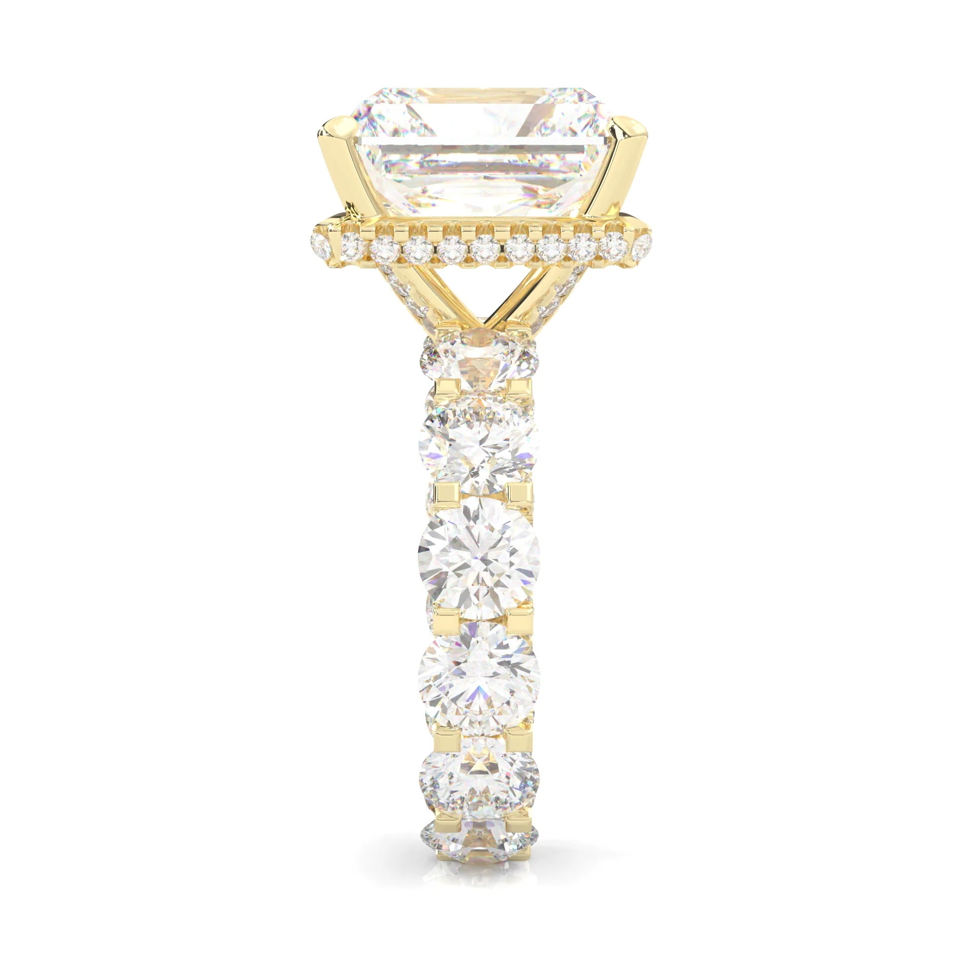 Supernova II - Ludovic Moissanite Ring ( Radiant Cut ) (3-Carat Main Stone) (Yellow Gold 14K ) - Image 4